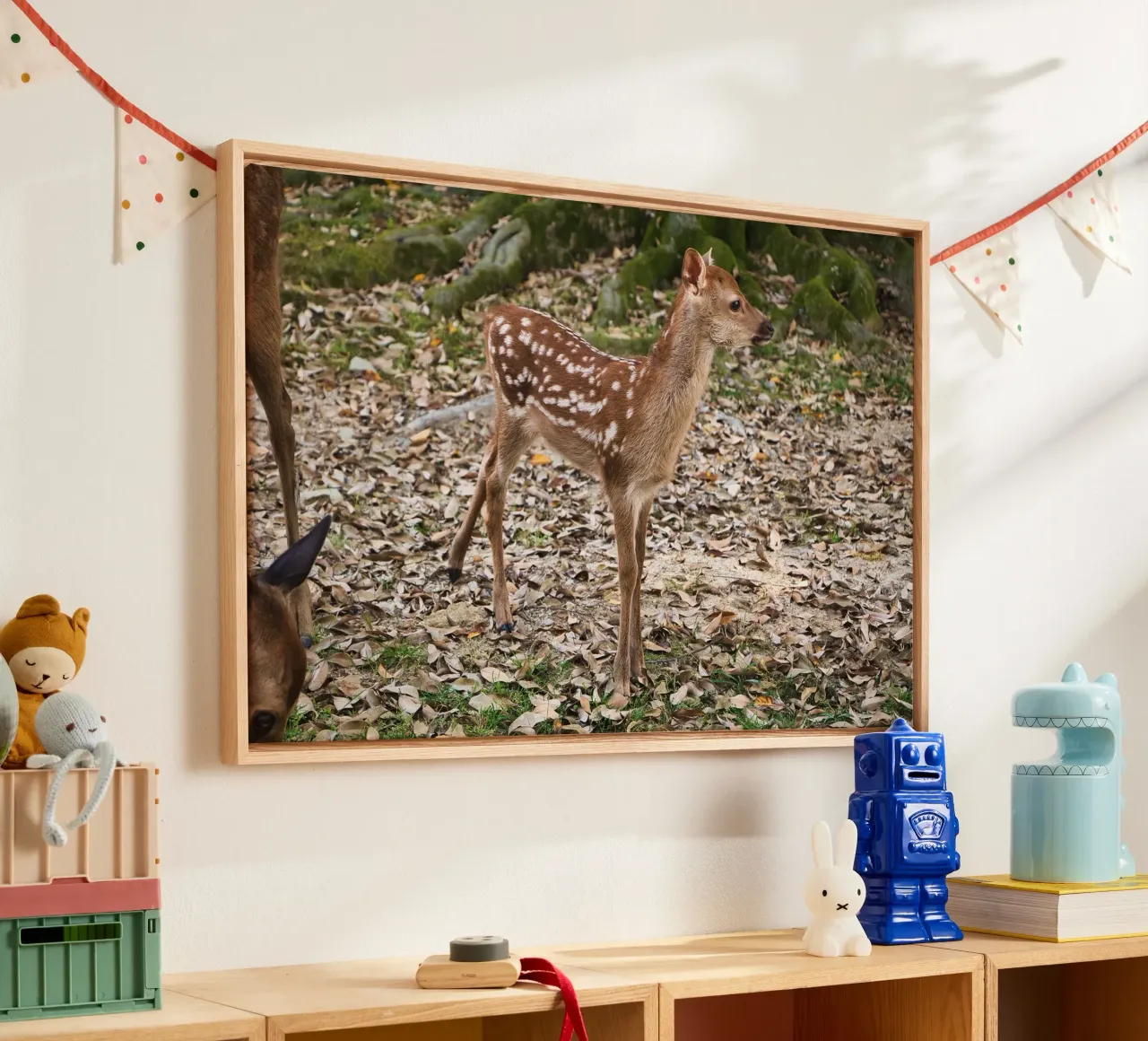 Fauve repéré dans la forêt d'automne de Nara - Photographie de nature toile avec Caisse américaine de Ben & Clo creations