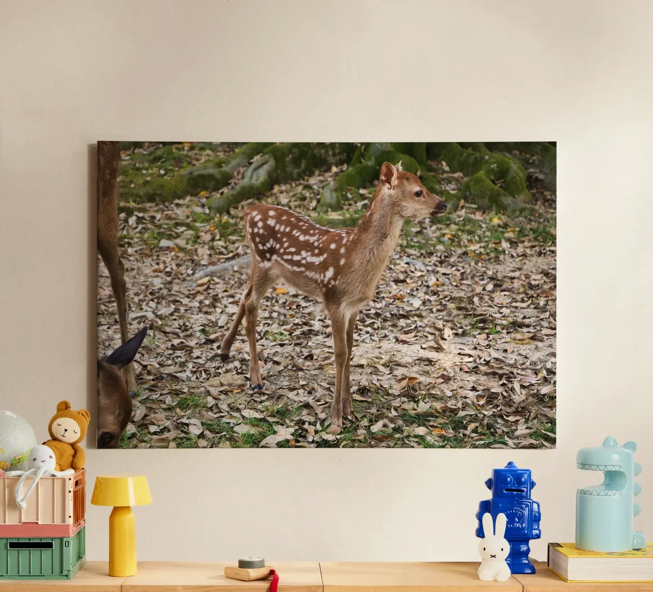Fauve repéré dans la forêt d'automne de Nara - Photographie de nature toile avec Caisse américaine de Ben & Clo creations