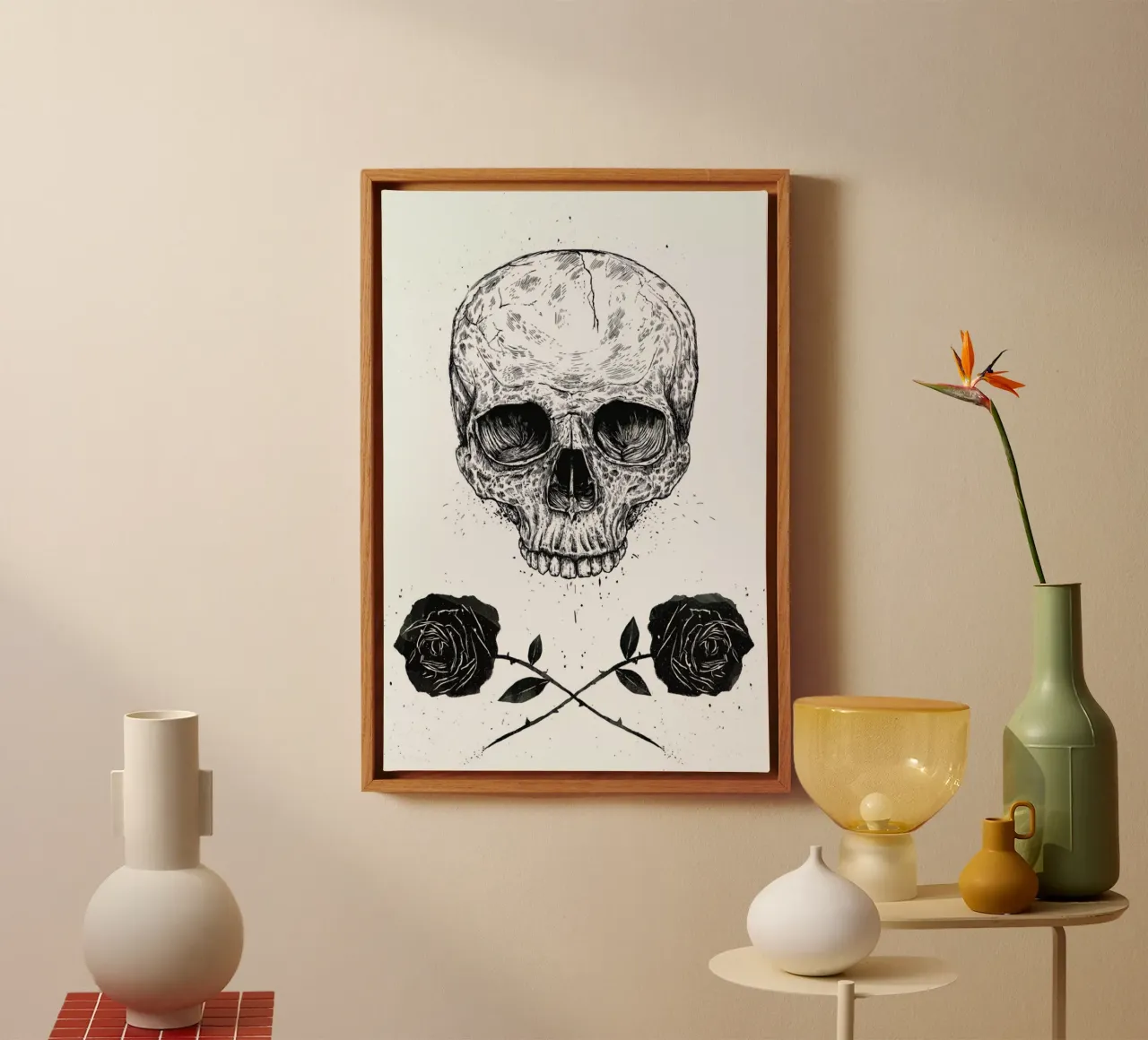 Skull N' Roses Leinwand von Balazs Solti