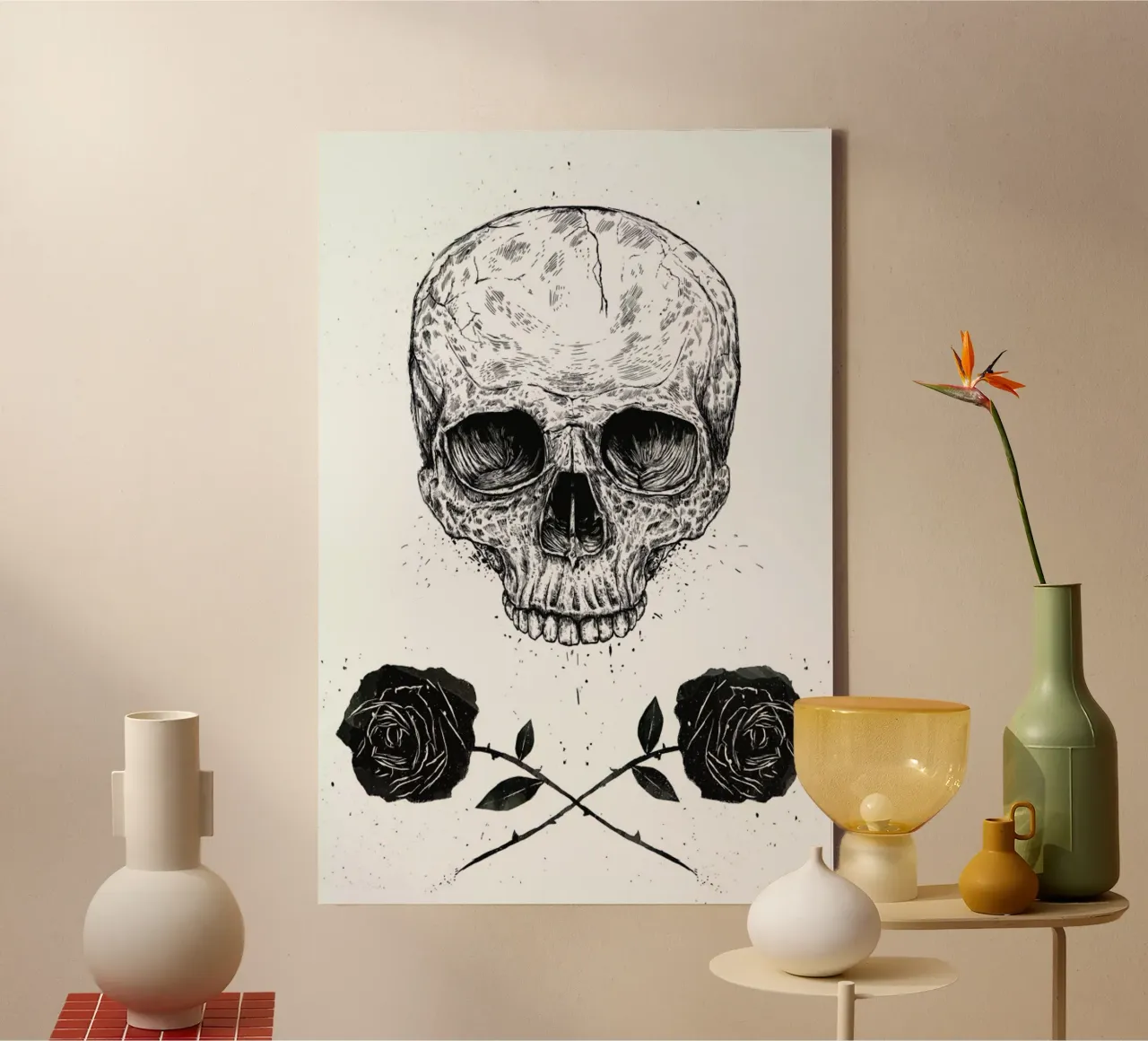 Skull N' Roses Leinwand von Balazs Solti