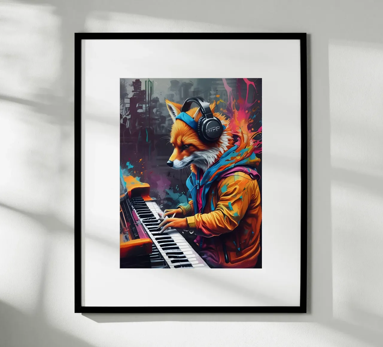 Fox suona il pianoforte poster con telaio in plastica da MakArena