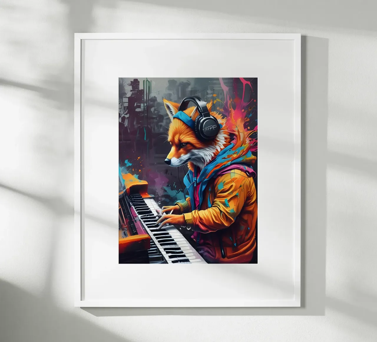 Fox suona il pianoforte poster con telaio in plastica da MakArena