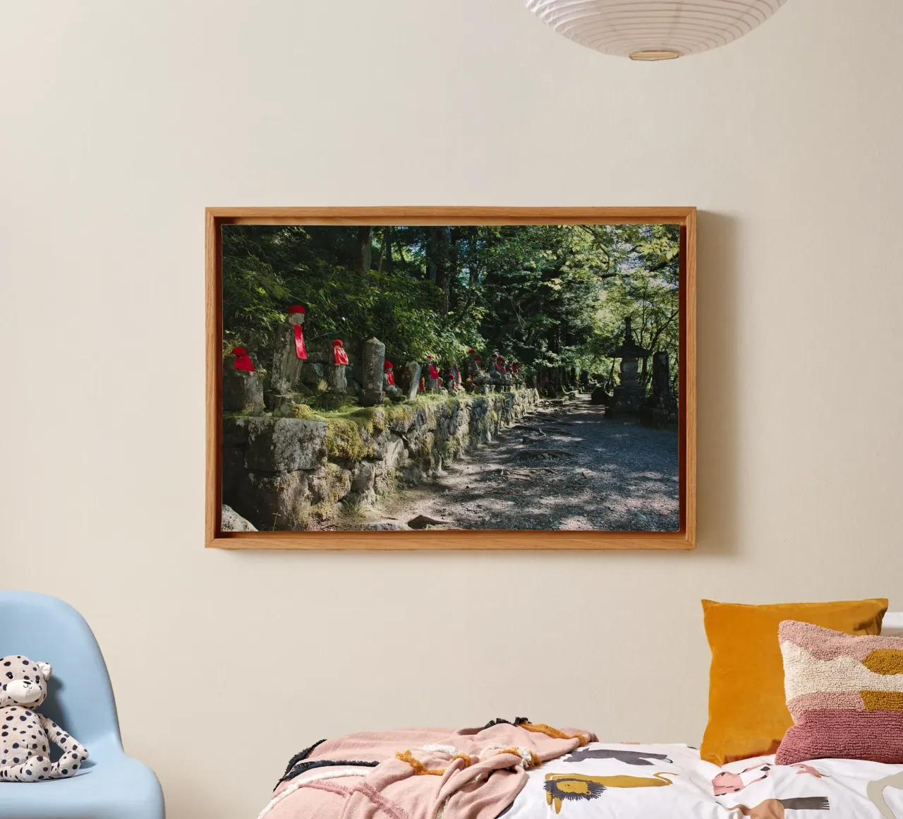 Boeddhabeelden langs het pad bij Kanmangafuchi, Nikko canvas met Baklijst van Ben & Clo creations