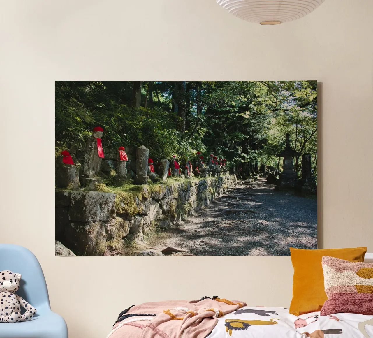 Boeddhabeelden langs het pad bij Kanmangafuchi, Nikko canvas met Baklijst van Ben & Clo creations