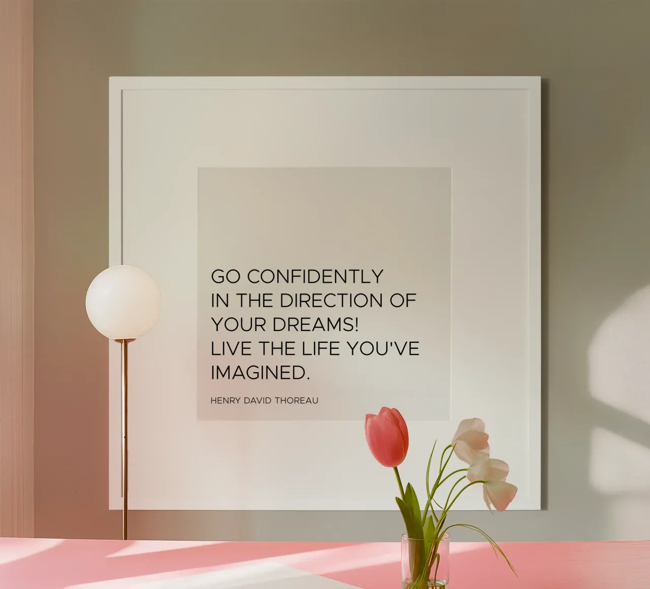 Andate con fiducia verso la direzione dei vostri sogni. poster con telaio in legno da Paigaam Studio