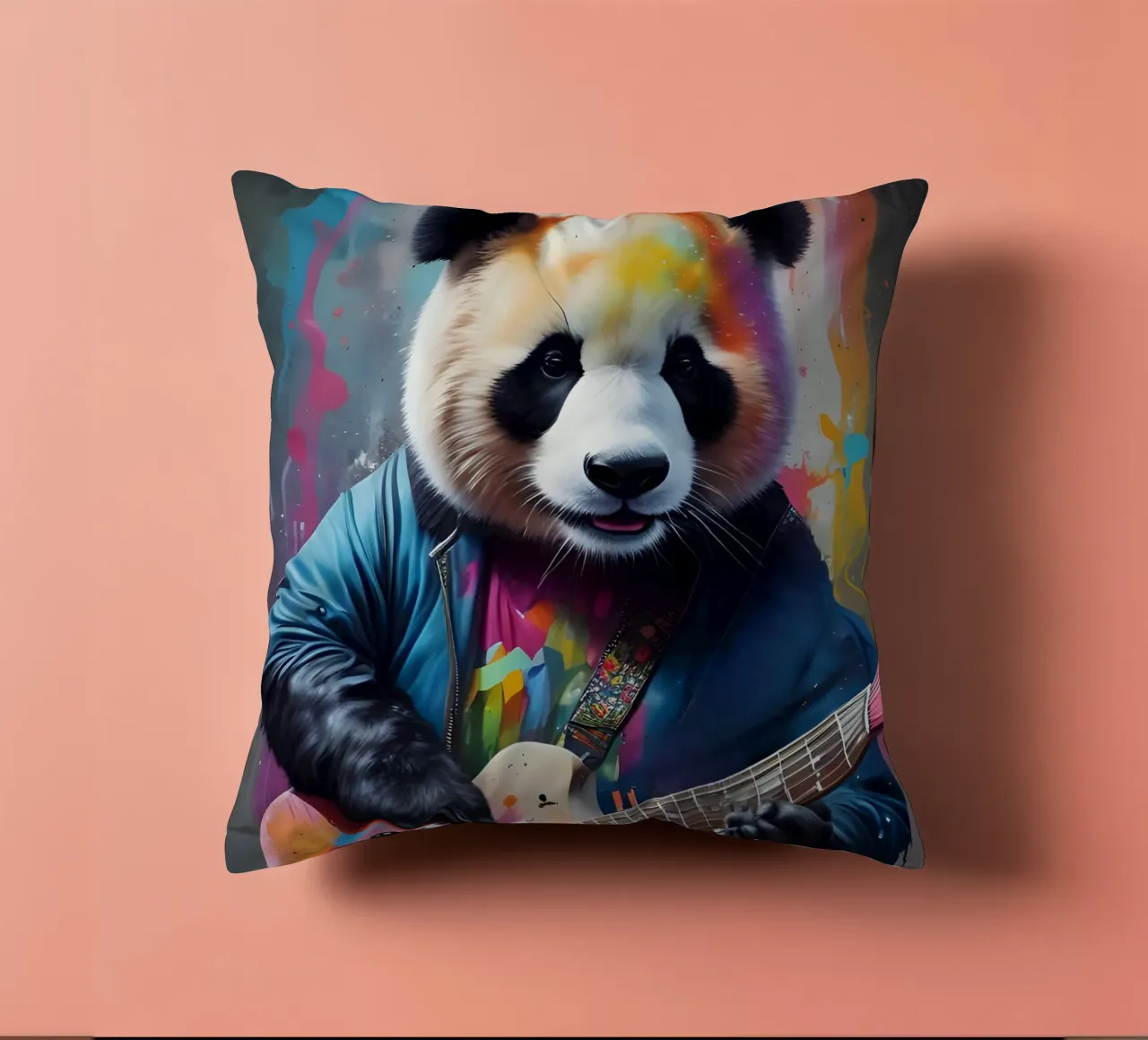 Il panda suona una chitarra colorata cuscino da MakArena