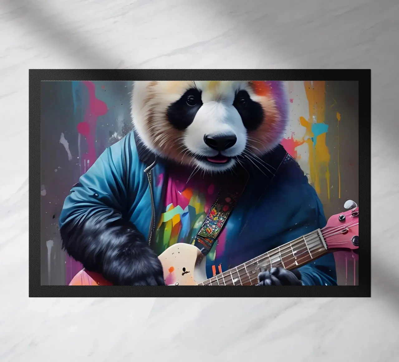 Il panda suona una chitarra colorata zerbino da MakArena