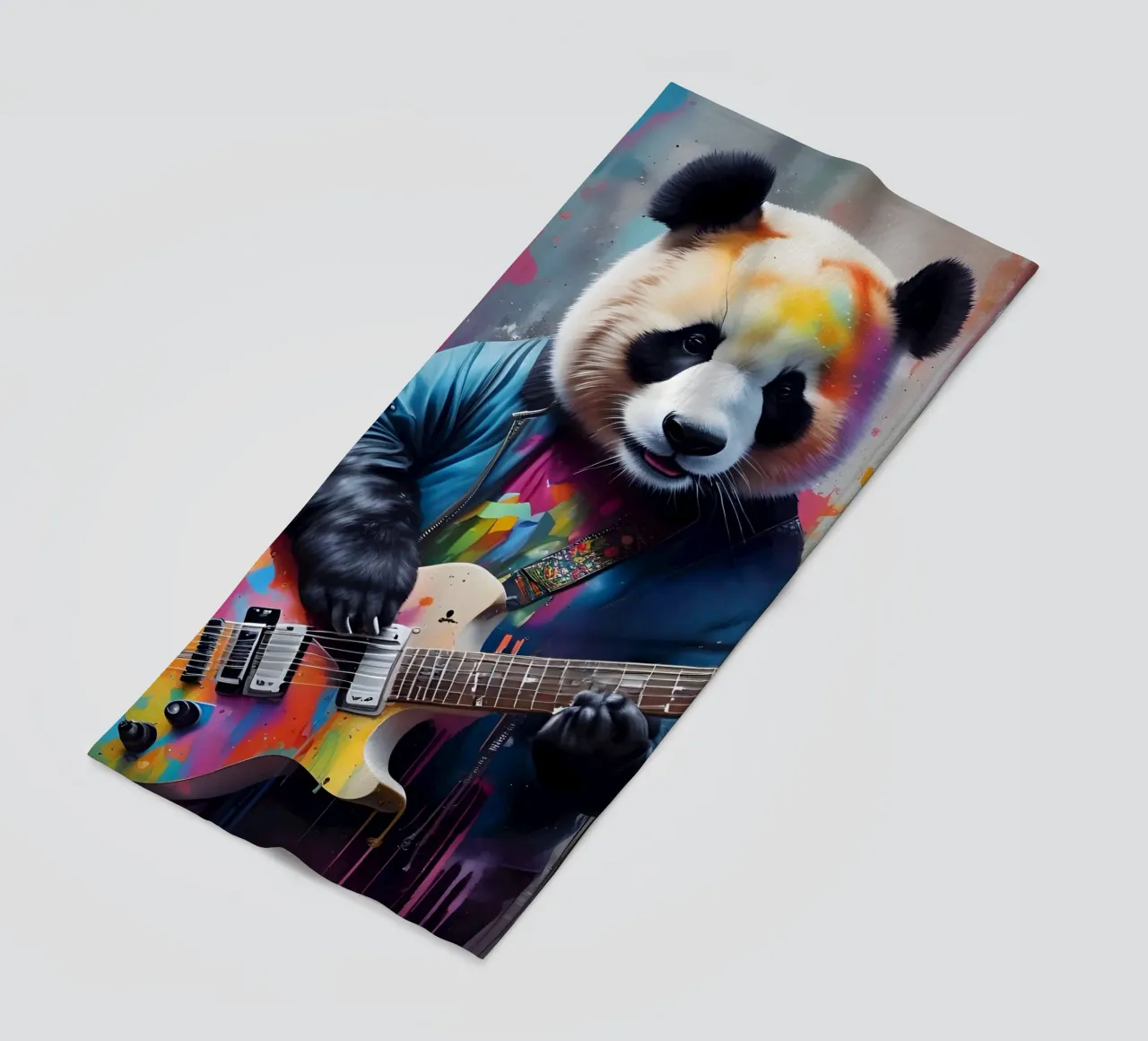 Il panda suona una chitarra colorata telo mare da MakArena