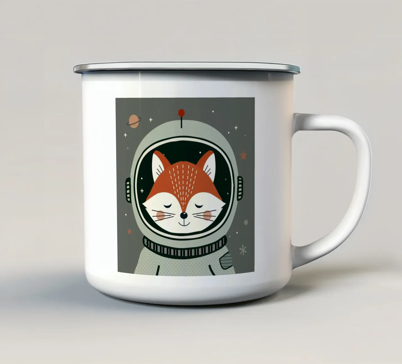 Fuchs Astronaut - Design spaziale per viaggi da sogno tazza in smalto da namosh