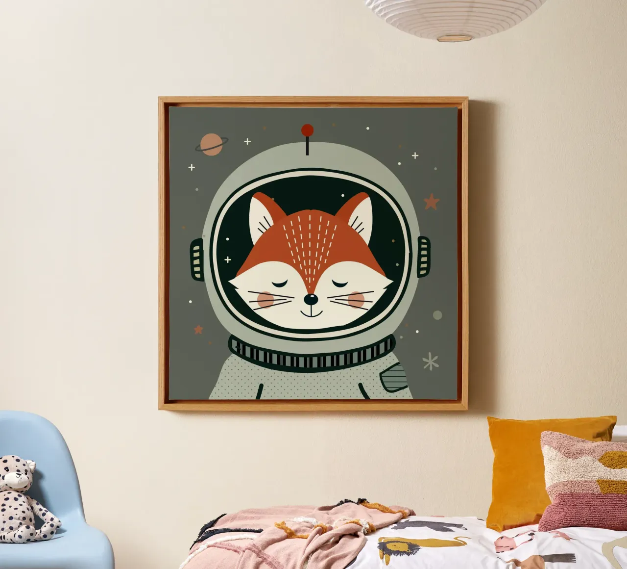 Fuchs Astronaut - Ruimteontwerp voor droomreizen canvas met Baklijst van namosh