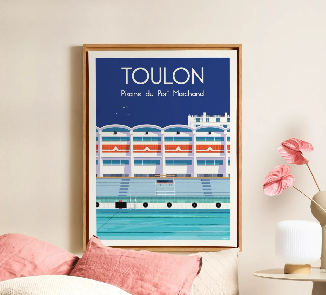 Toulon Piscine du Port Marchand canvas met Baklijst van Raphaël Delerue