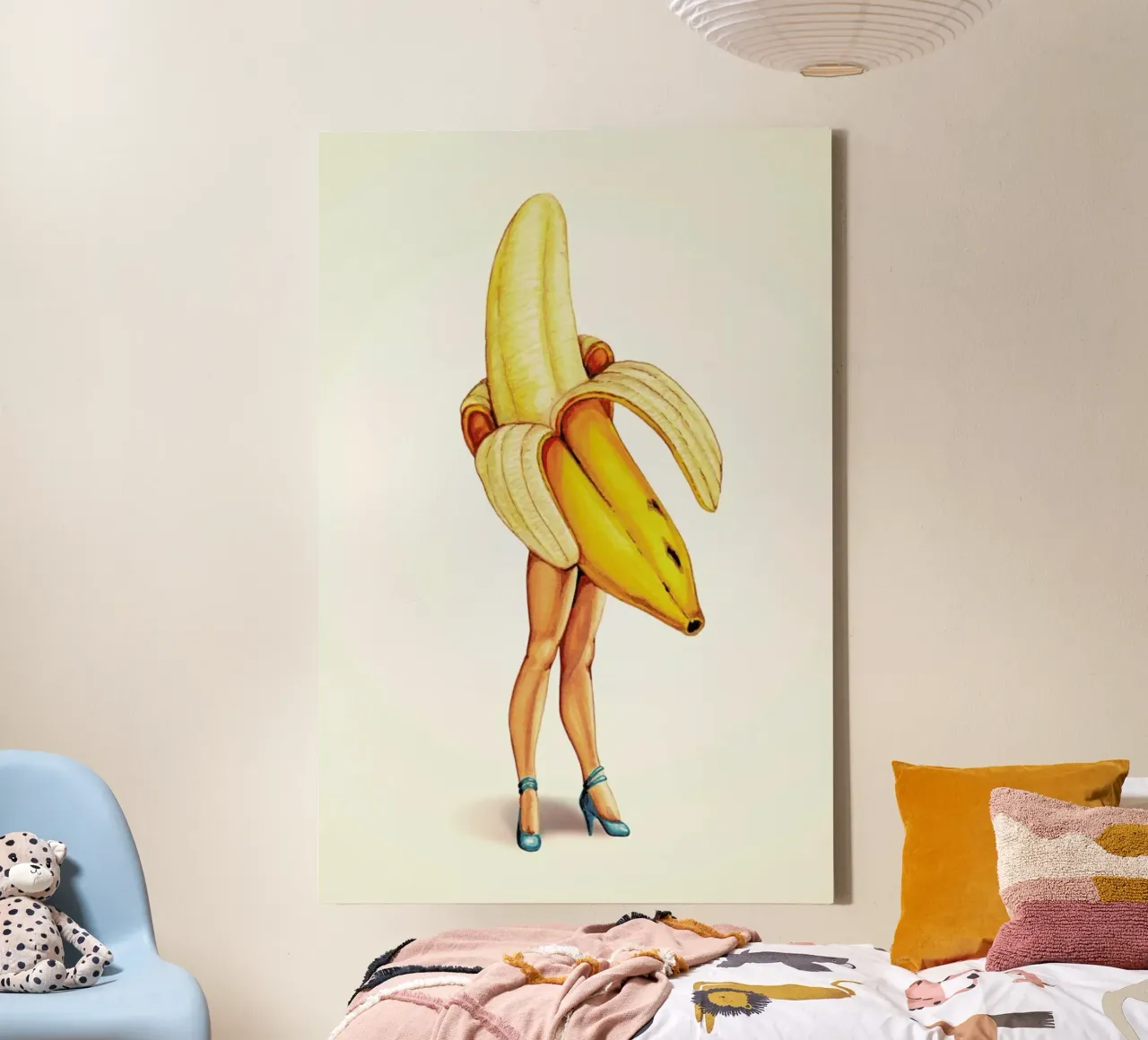 Fruit Stand - Banana canvas met Baklijst van Kelly Gilleran