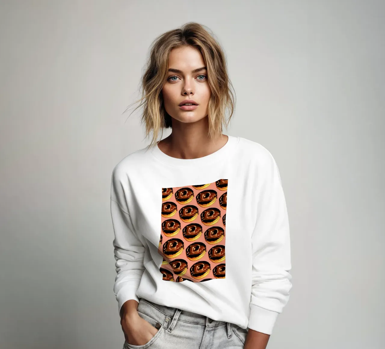 Chocolate Donut Pattern - Pink Sweatshirt von Kelly Gilleran