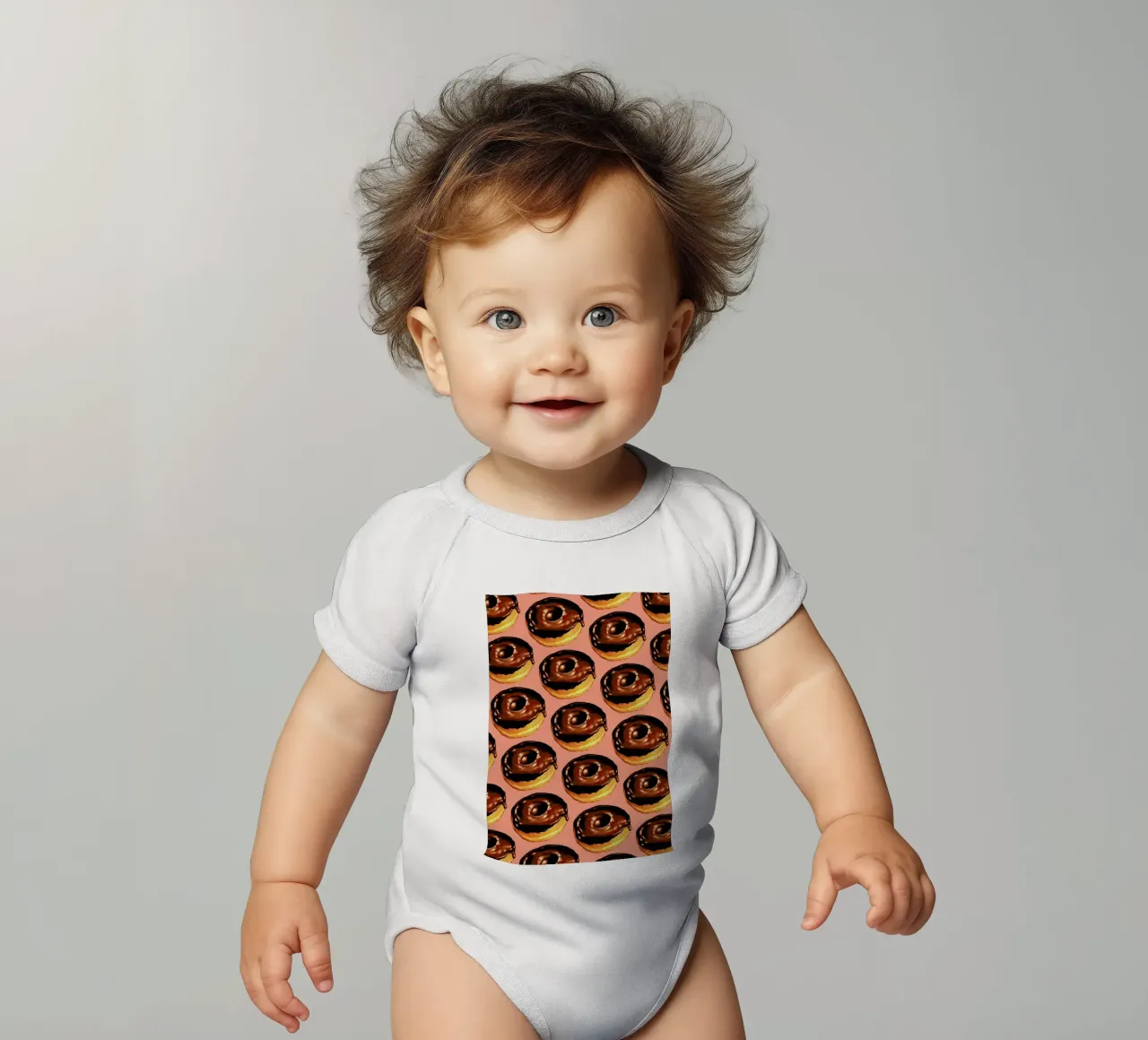 Chocolate Donut Pattern - Pink body neonato maniche corte da Kelly Gilleran