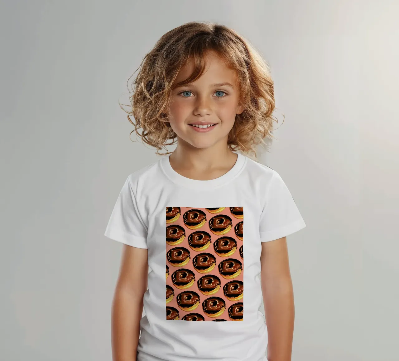 Chocolate Donut Pattern - Pink kids t-shirt by Kelly Gilleran