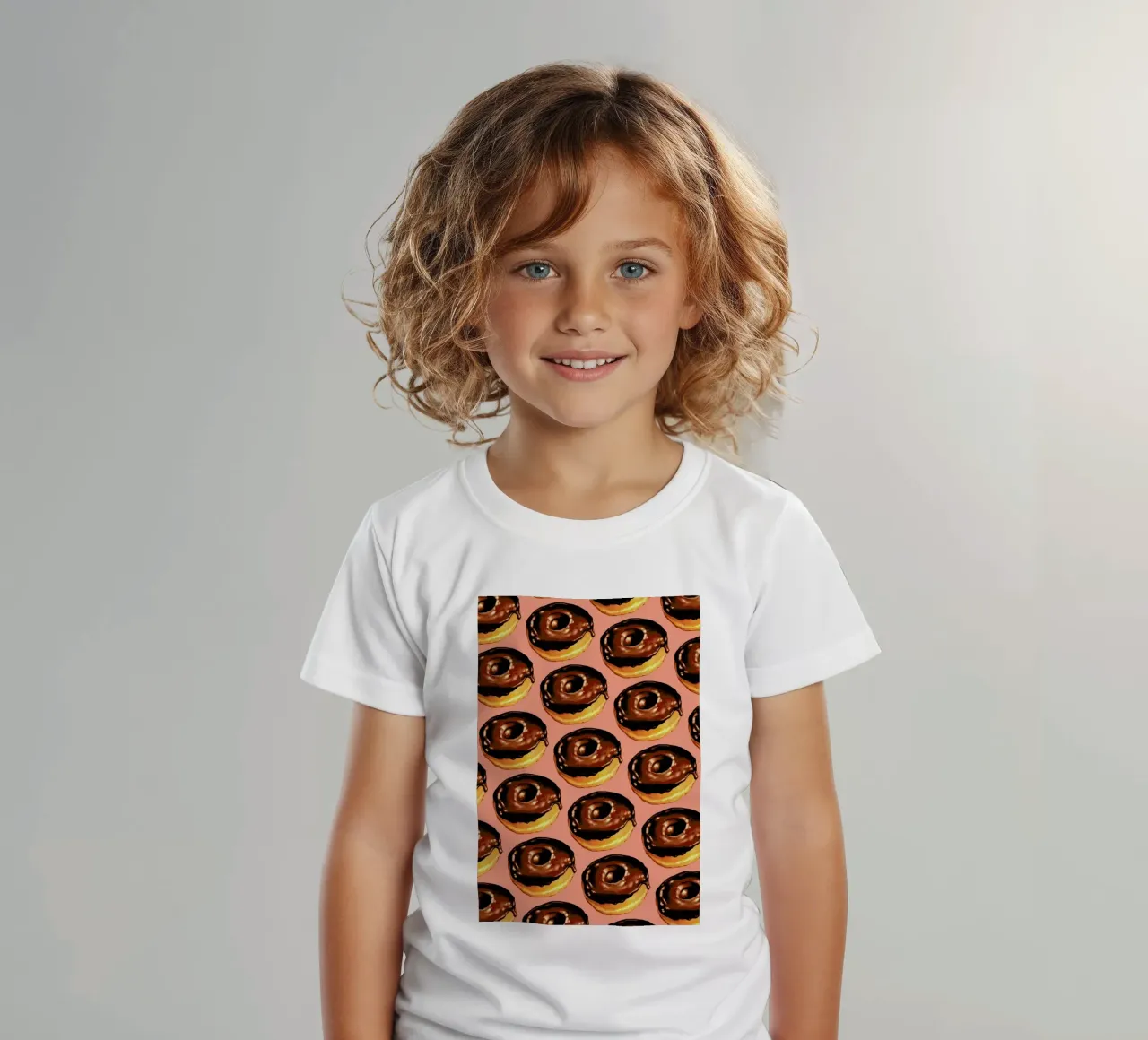 Chocolate Donut Pattern - Pink kids t-shirt by Kelly Gilleran