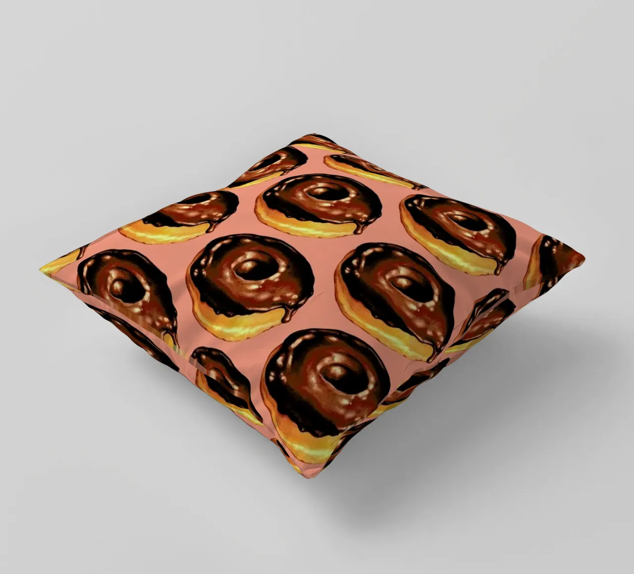 Chocolate Donut Pattern - Pink cuscino da Kelly Gilleran