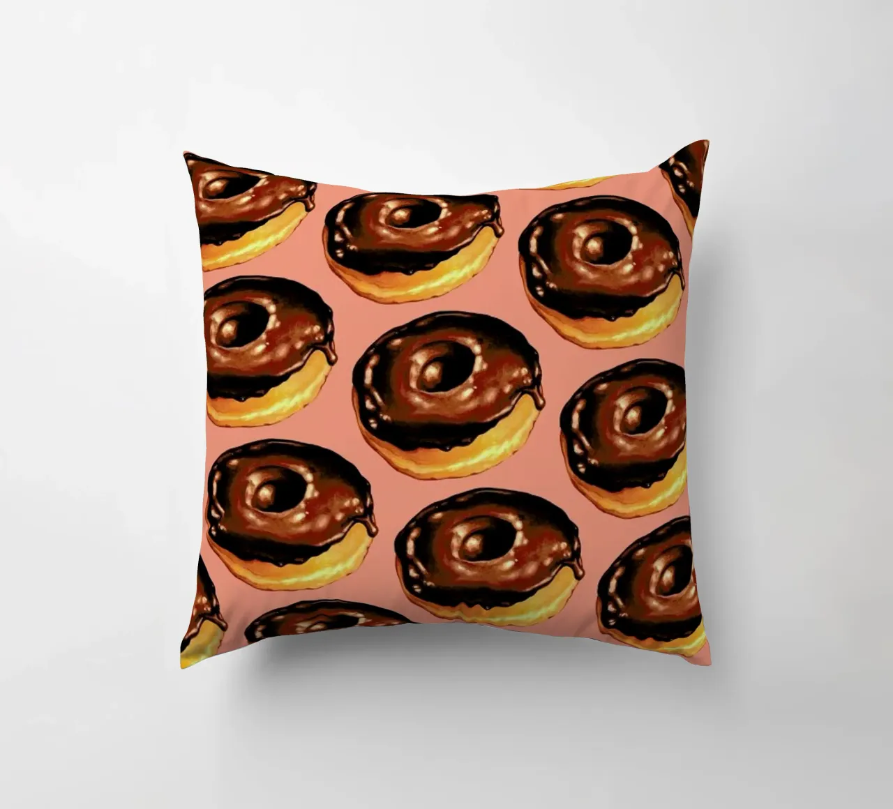 Chocolate Donut Pattern - Pink cuscino da Kelly Gilleran