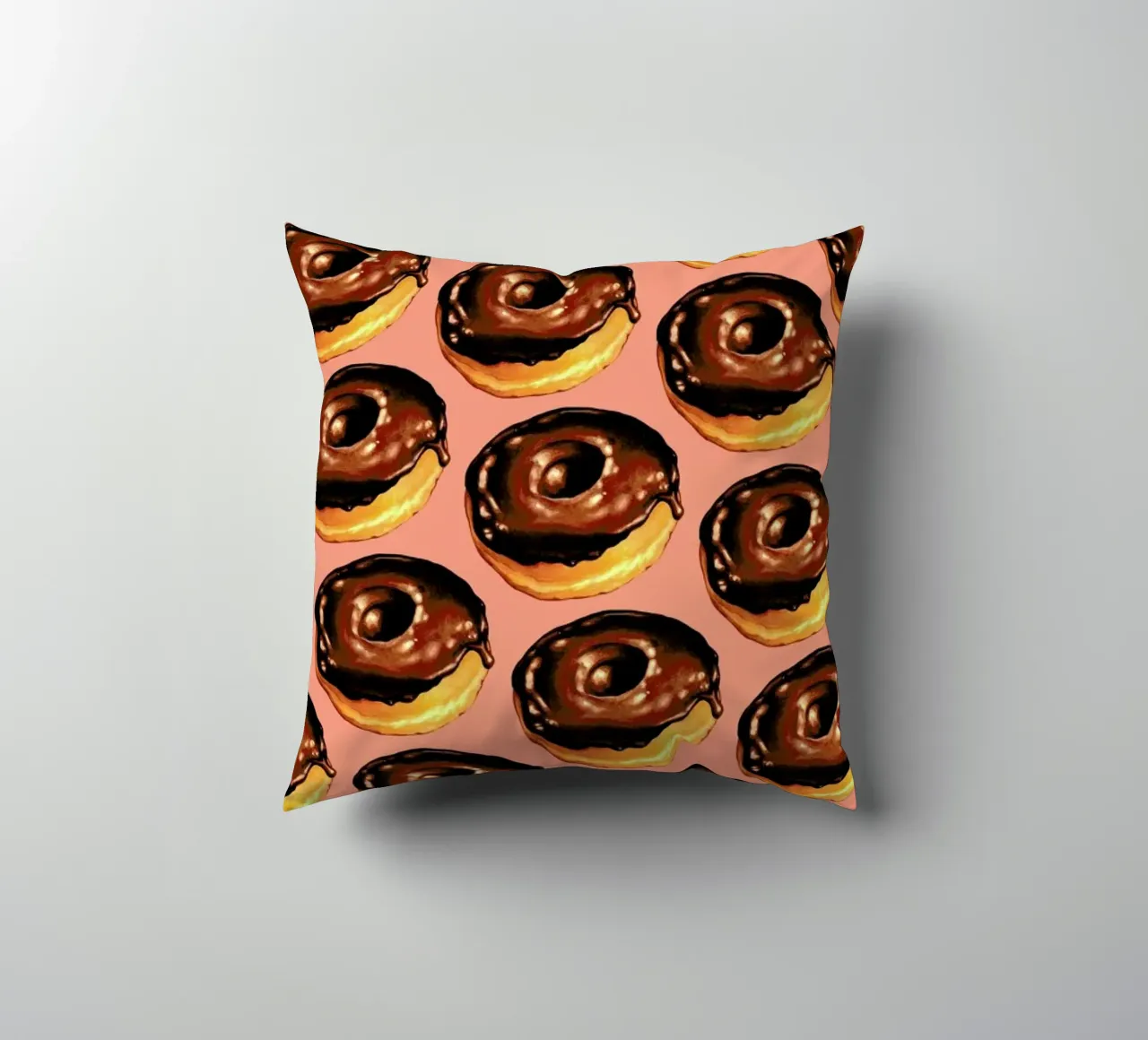 Chocolate Donut Pattern - Pink cuscino da Kelly Gilleran