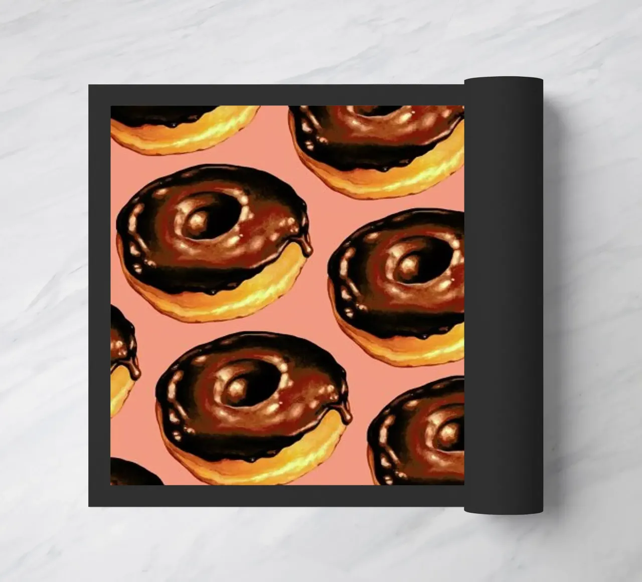 Chocolate Donut Pattern - Pink doormat by Kelly Gilleran
