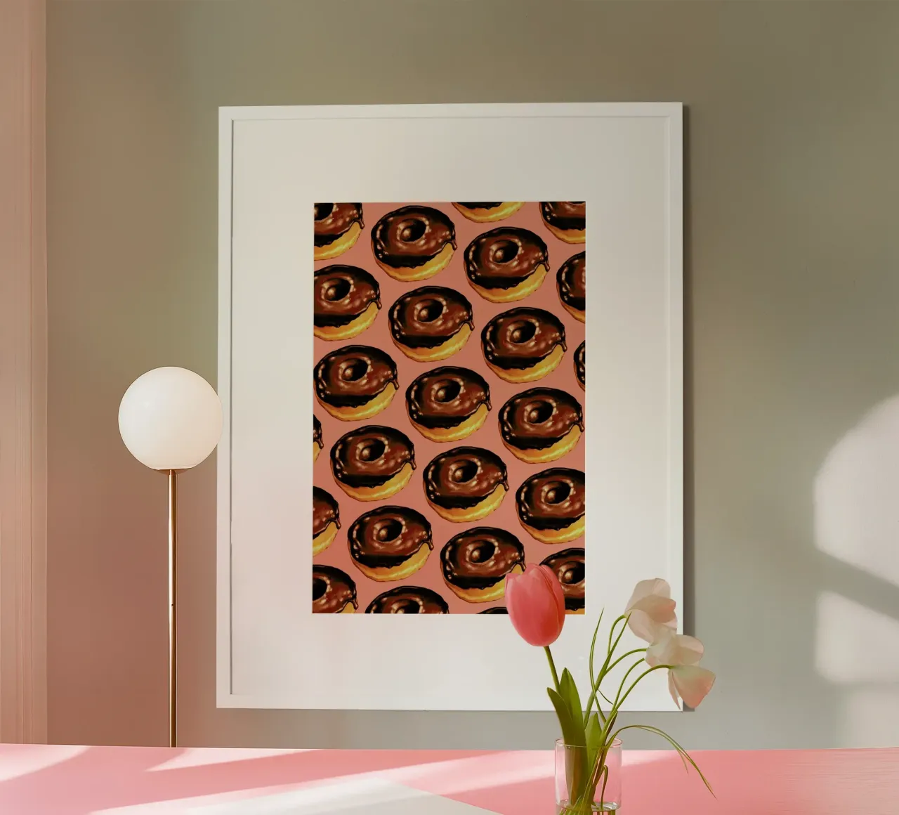 Chocolate Donut Pattern - Pink carta hahnemühle da Kelly Gilleran
