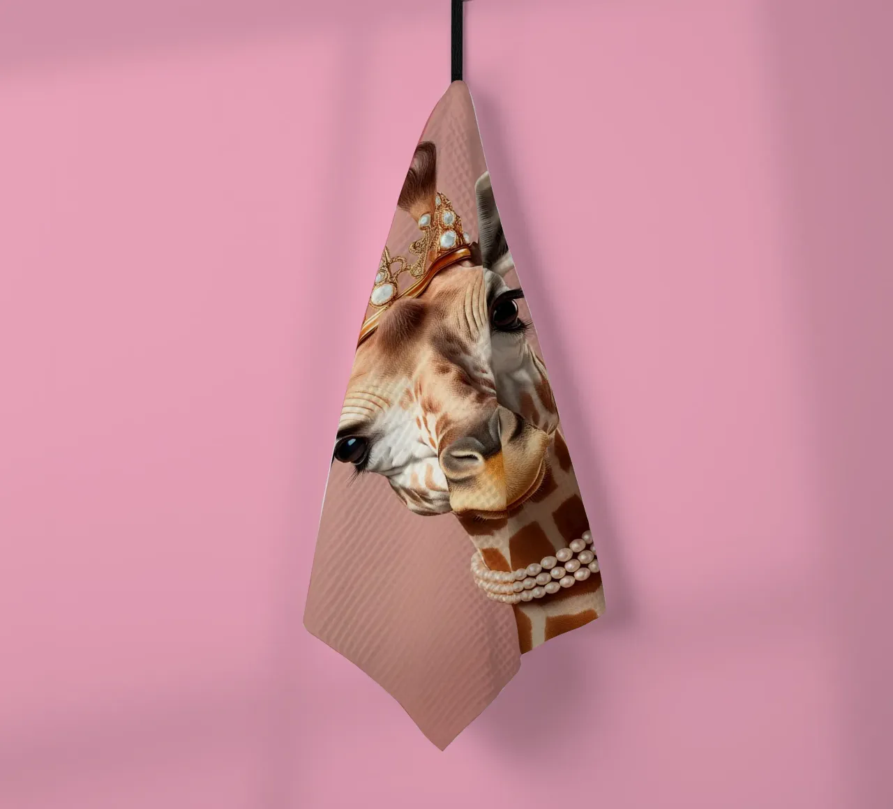 Majestätische Giraffe mit Krone und Perlen - Königliche Tierkunst Geschirrtuch von FlexiDesignsByK
