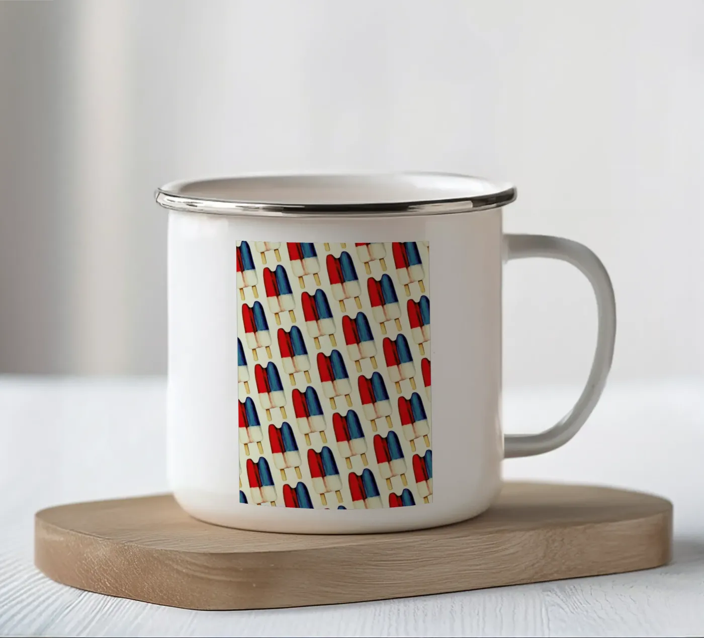 Double Popsicle Pattern emaille mok van Kelly Gilleran