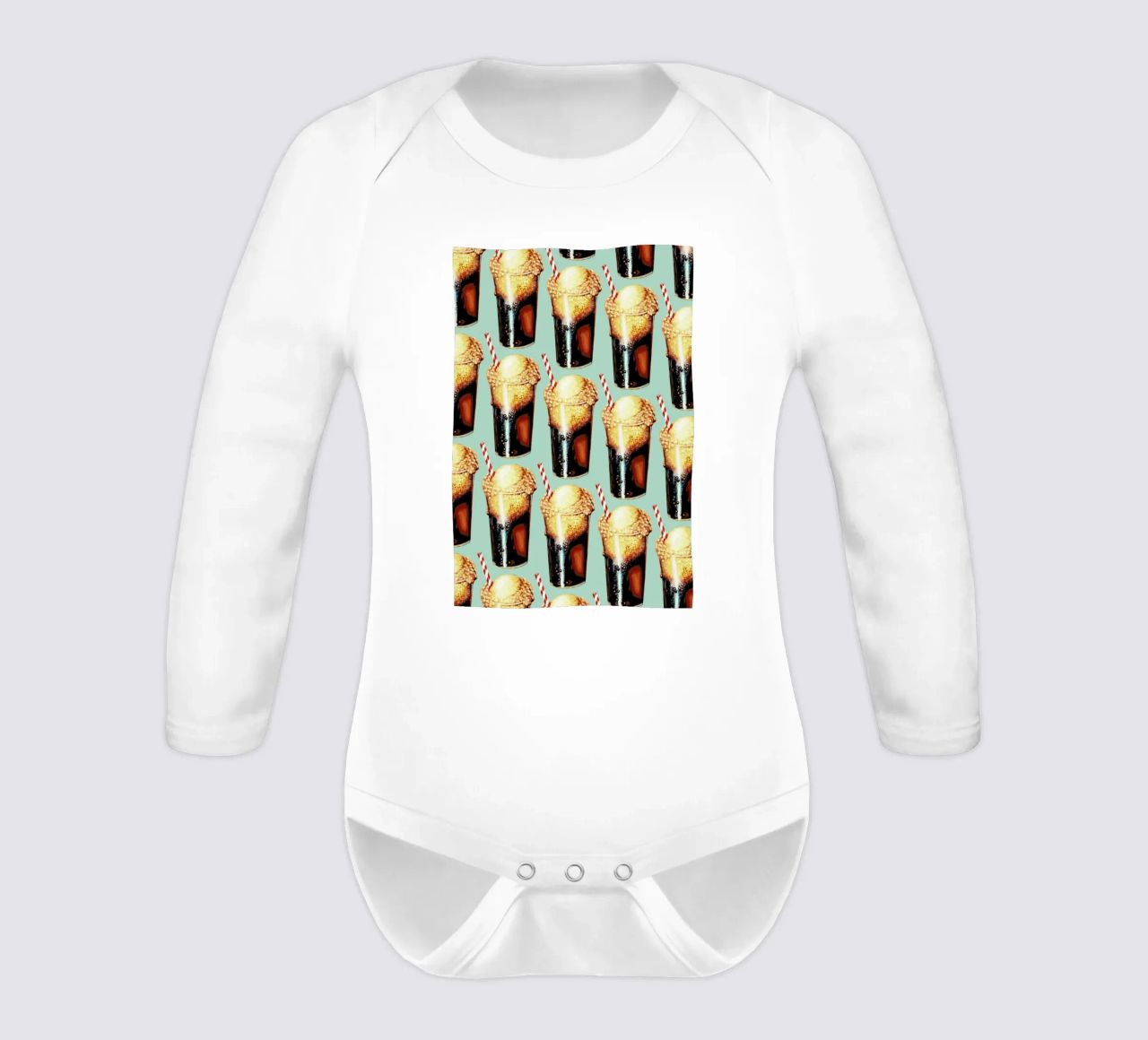 Rootbeer Float Pattern body neonato maniche lunghe da Kelly Gilleran
