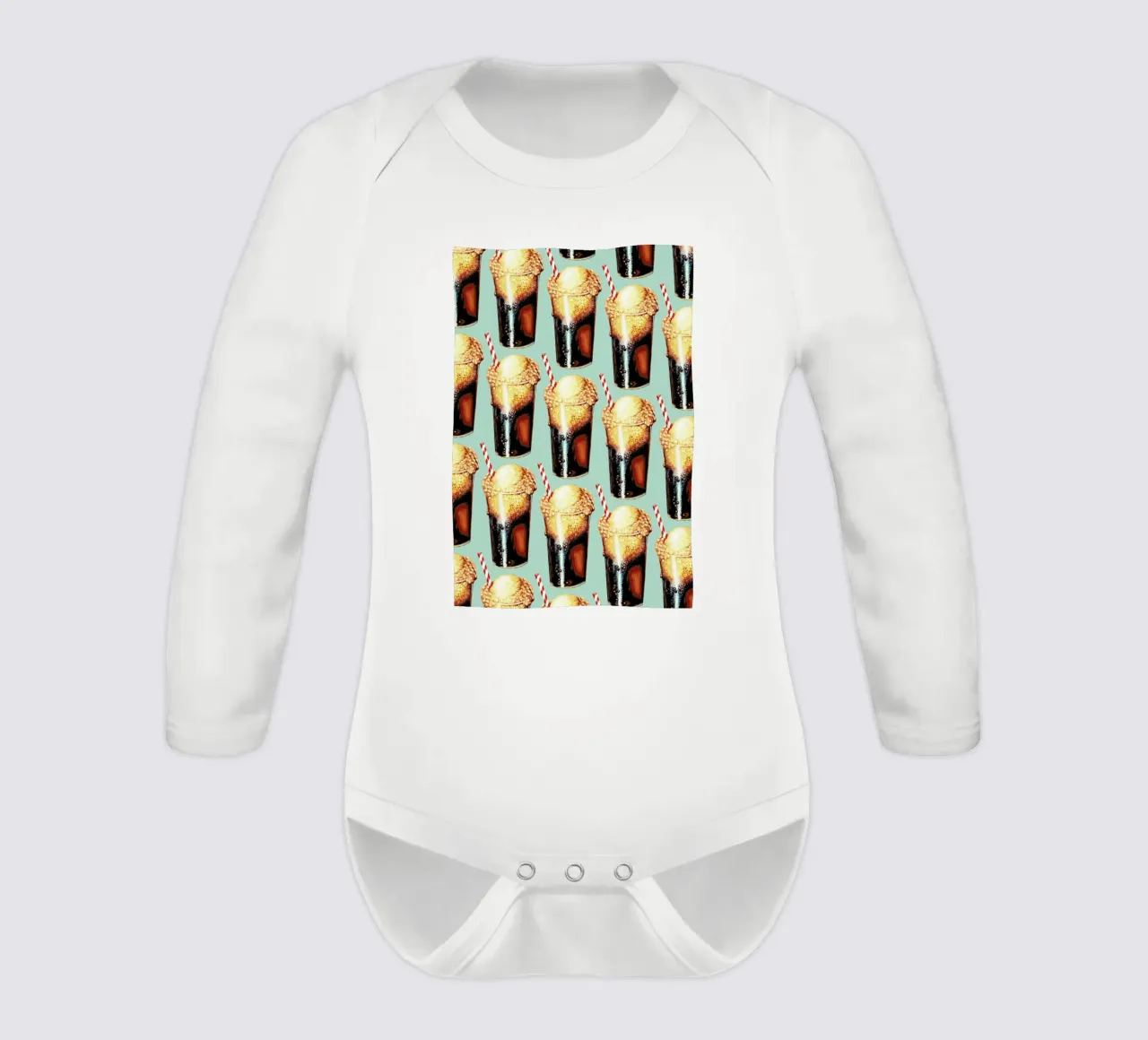 Rootbeer Float Pattern body neonato maniche lunghe da Kelly Gilleran