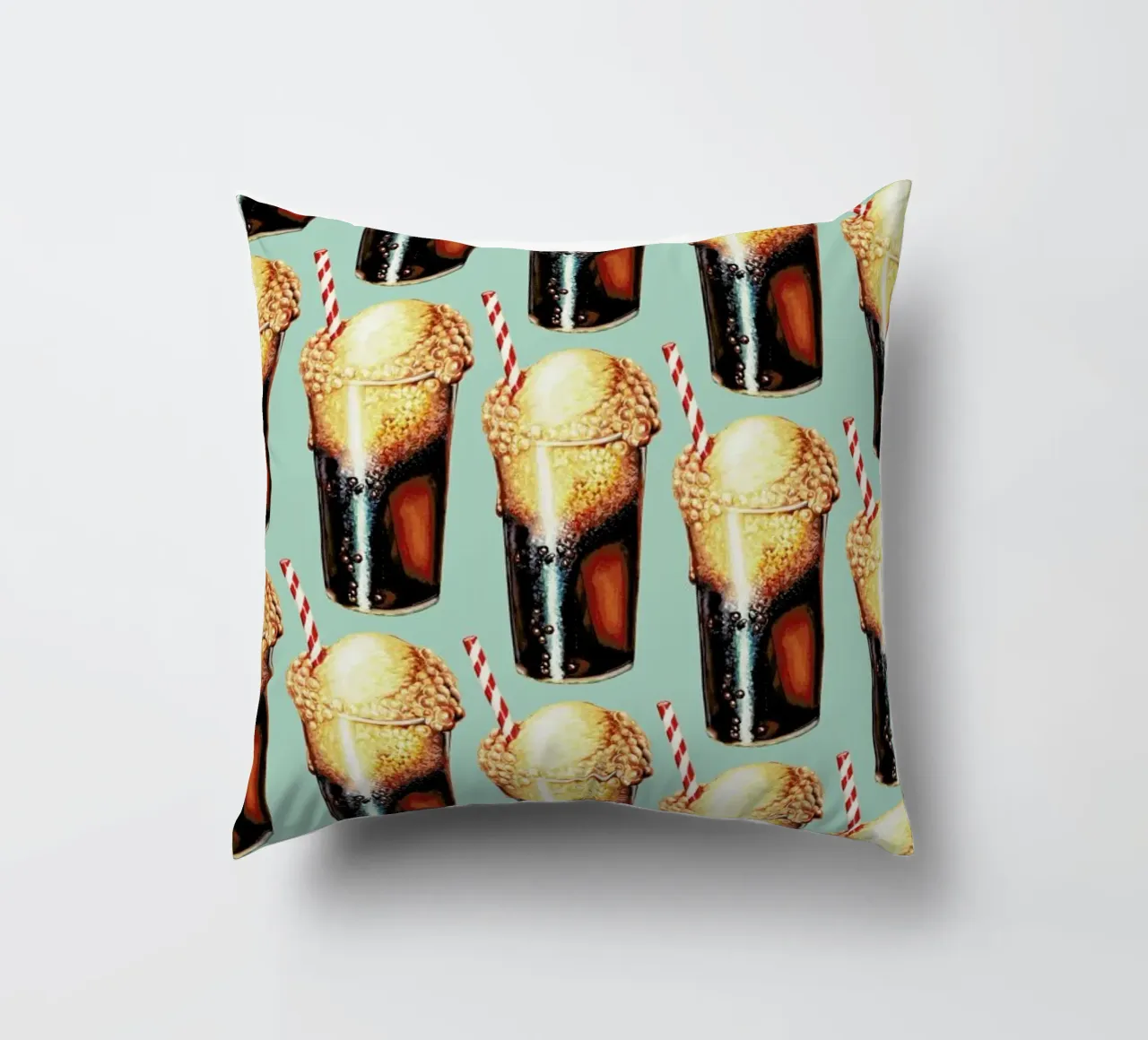 Rootbeer Float Pattern decorative cushion by Kelly Gilleran