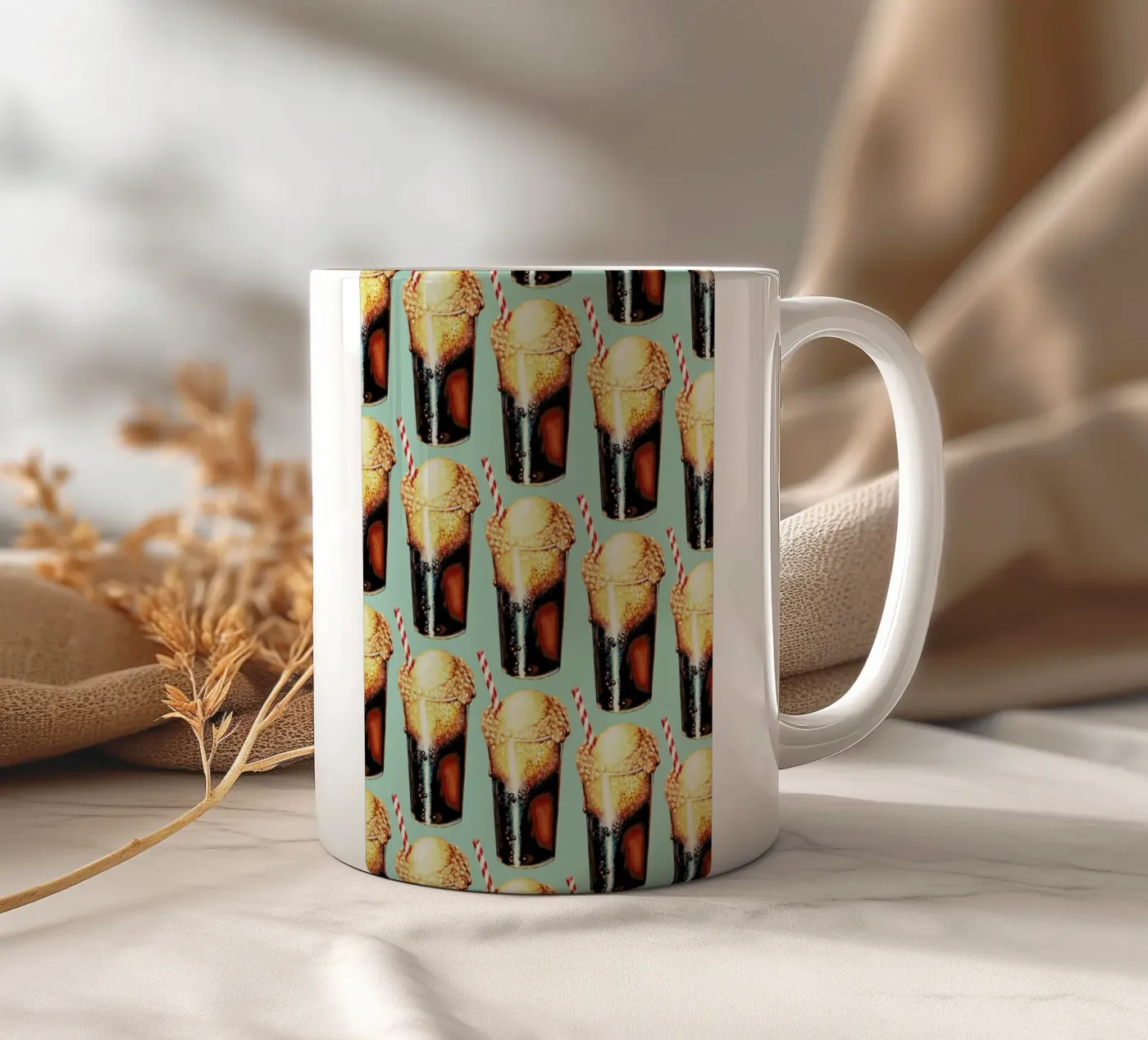 Rootbeer Float Pattern ceramic mug by Kelly Gilleran