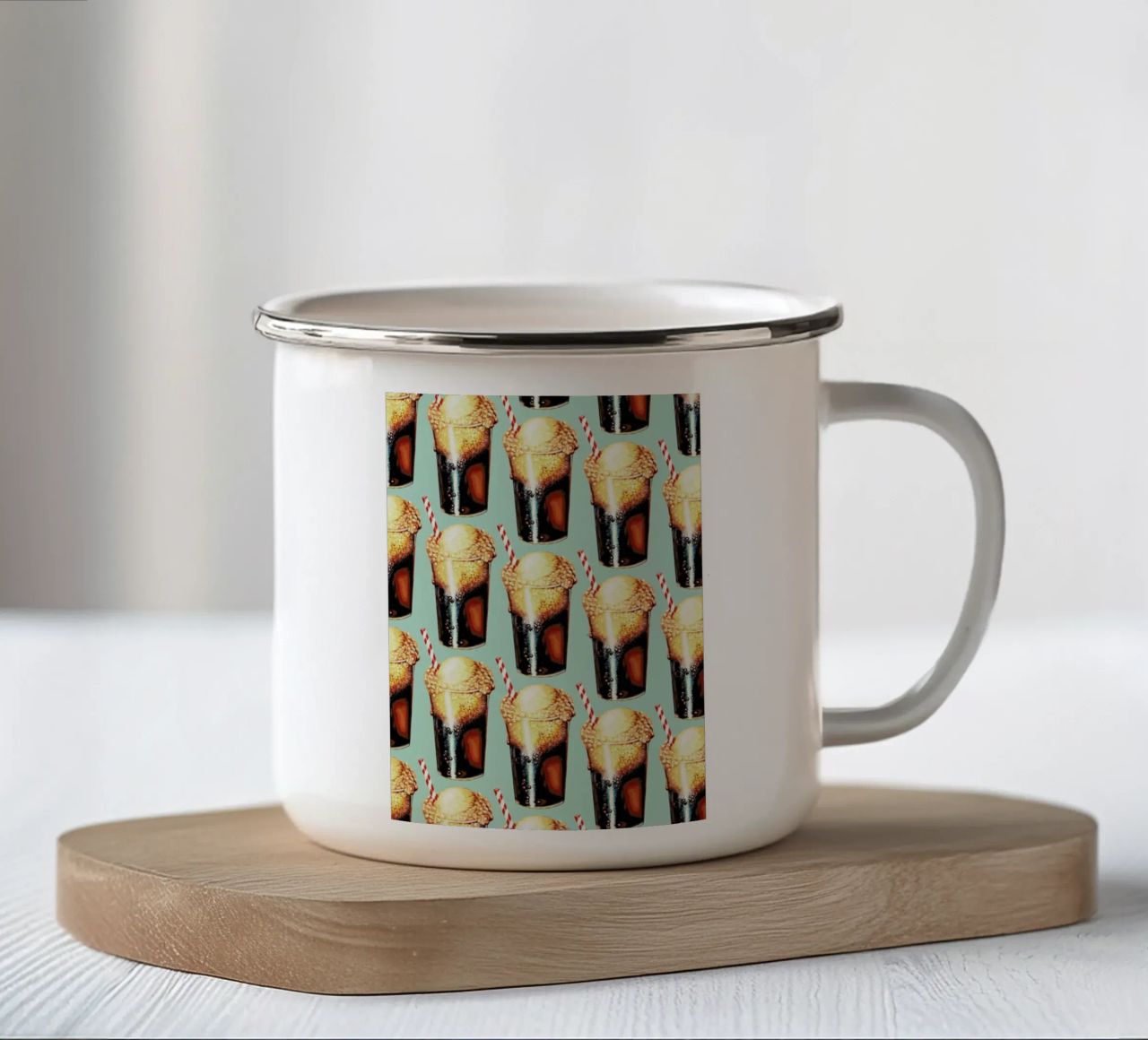 Rootbeer Float Pattern enamel mug by Kelly Gilleran