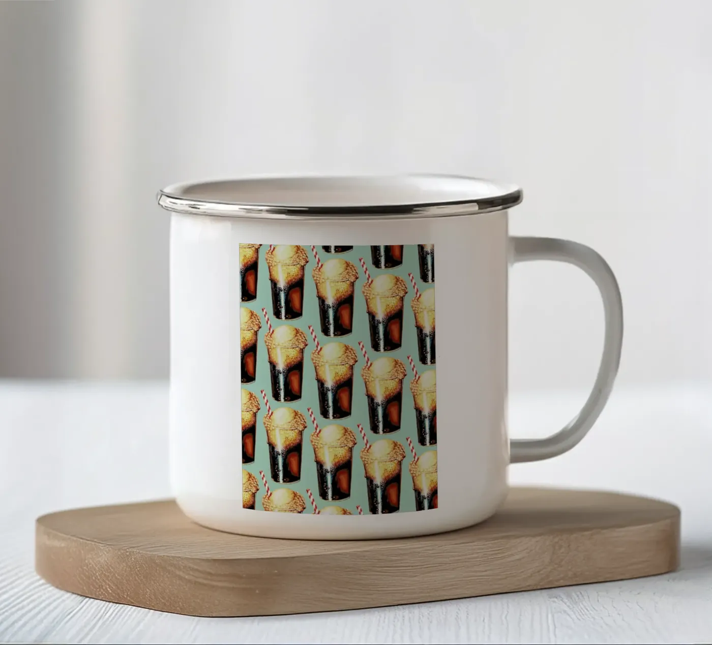 Rootbeer Float Pattern Emaille Tasse von Kelly Gilleran