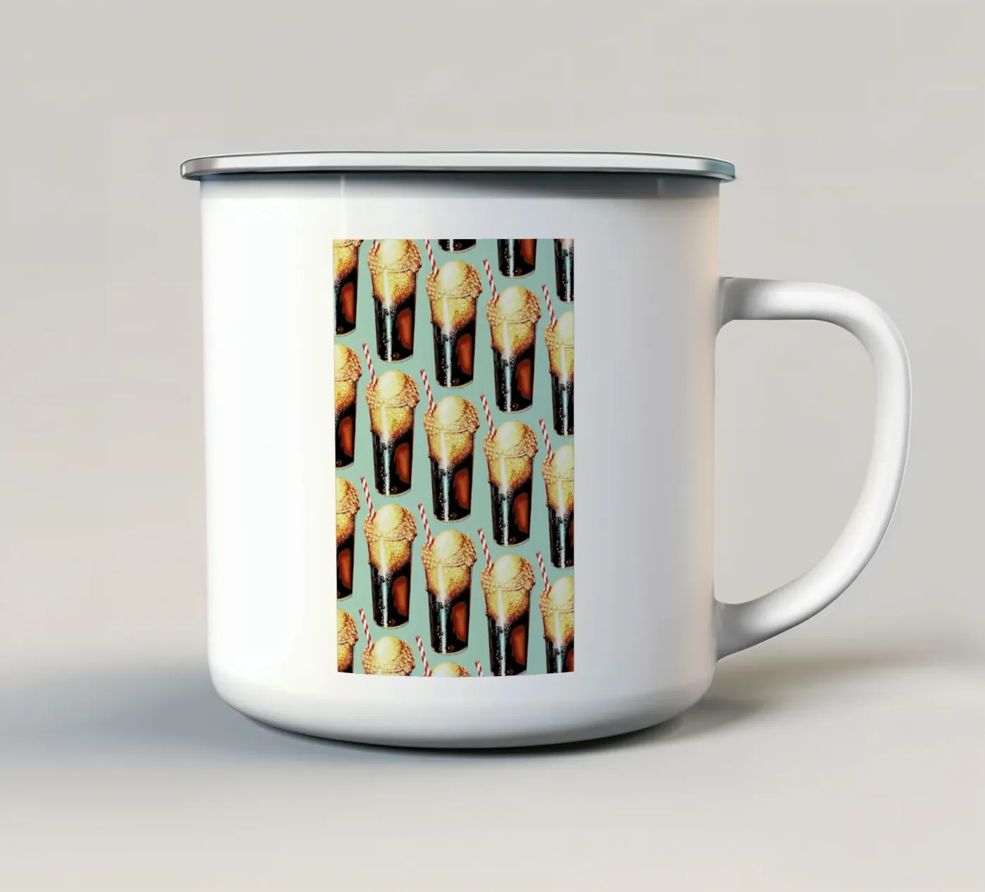 Rootbeer Float Pattern Emaille Tasse von Kelly Gilleran