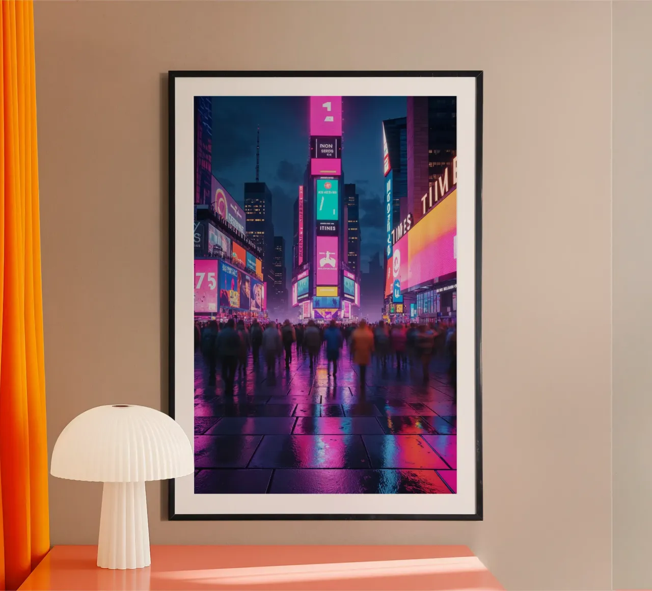 Times Square Nightscape in Vibrant Neon Hues poster da AlbertKlee