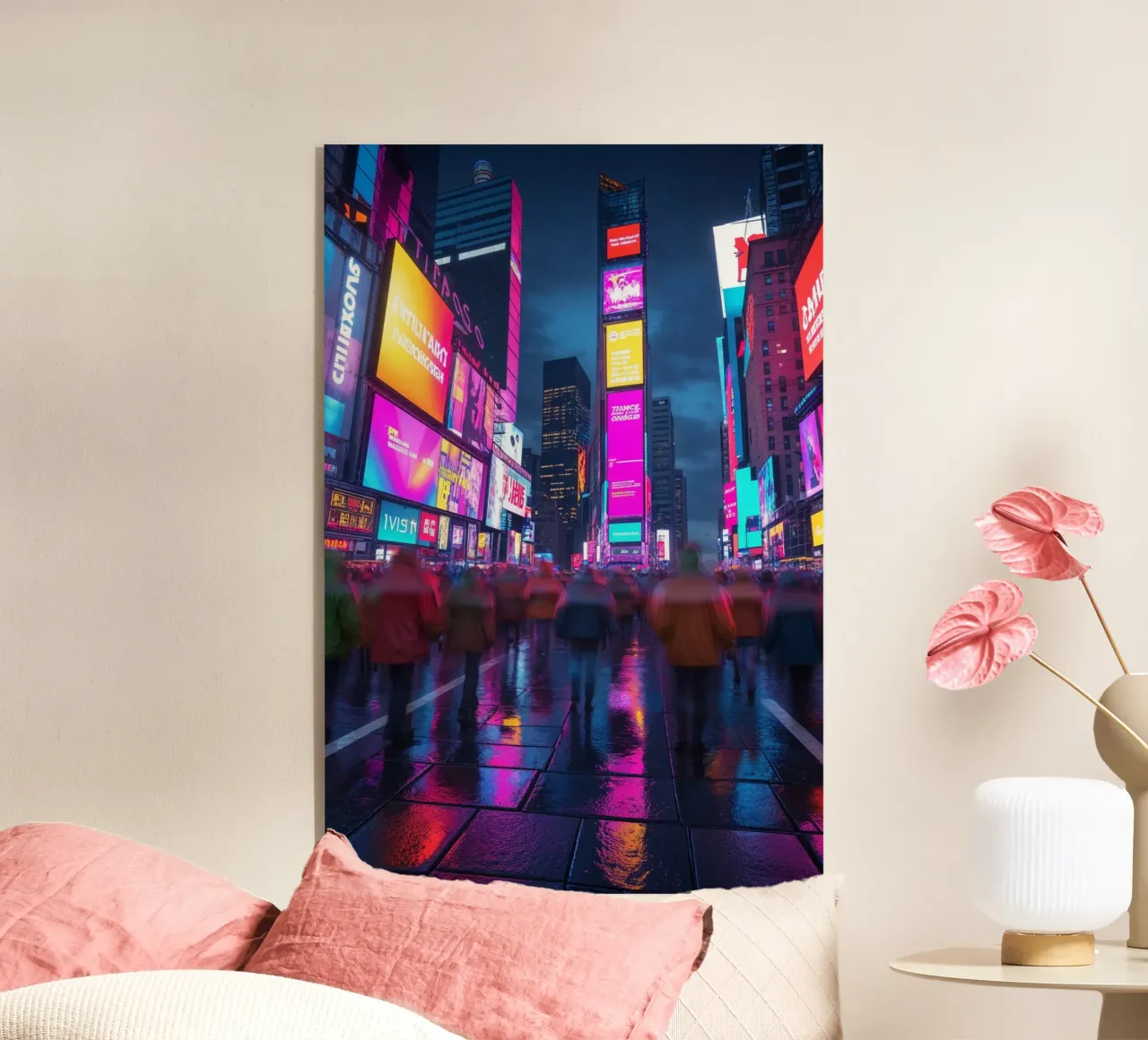 Neon Lights of Times Square at Night plexiglass da AlbertKlee