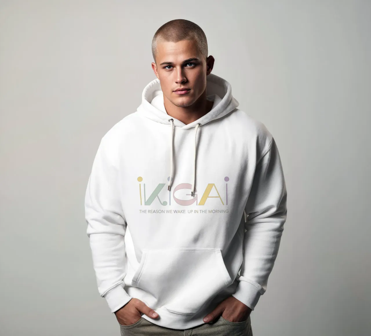 IKIGAI - Japanese felpa con cappuccio da natural neutral