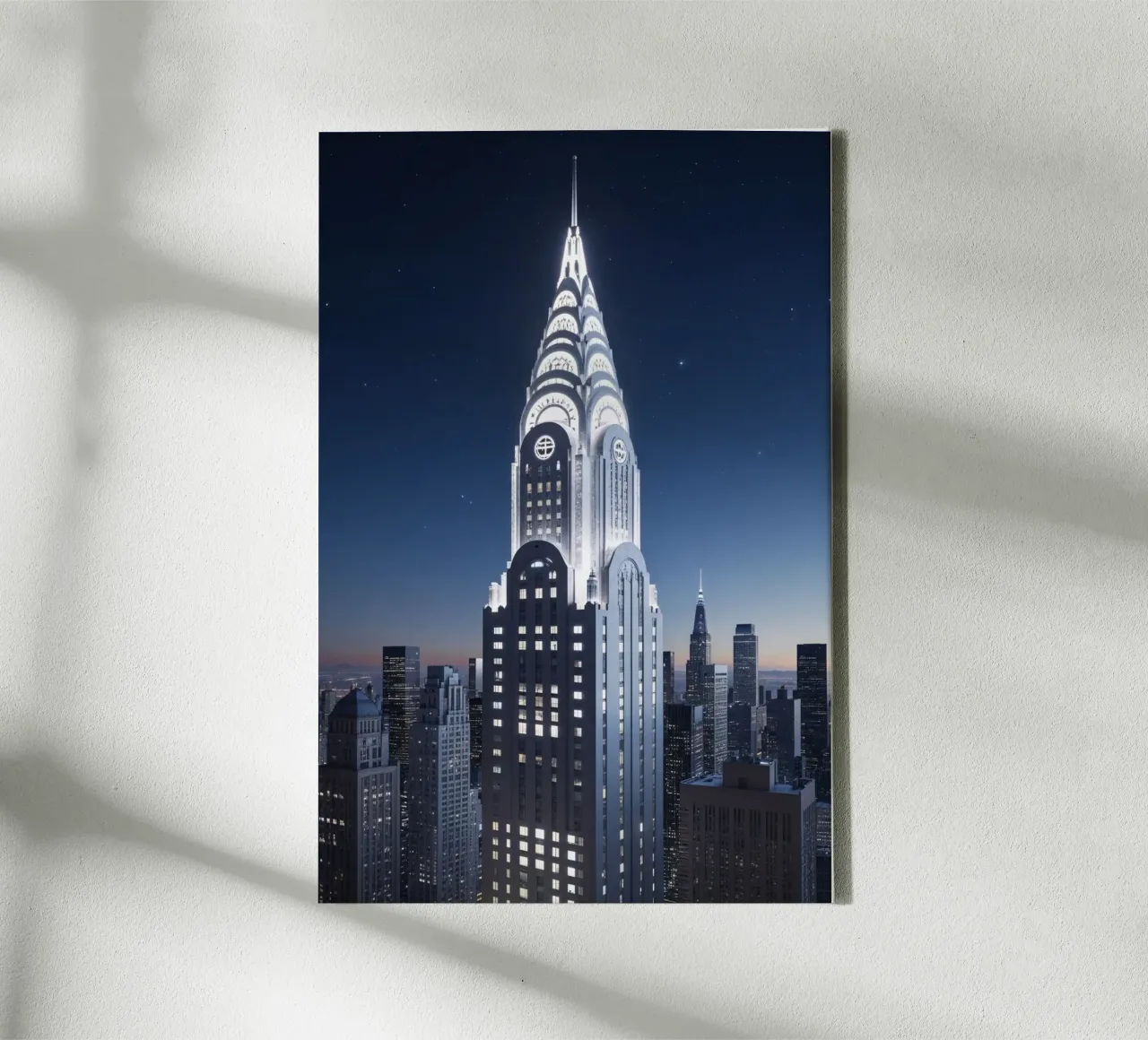 Illuminated Chrysler Building Under Stars tela con Cornice a cassetta da AlbertKlee