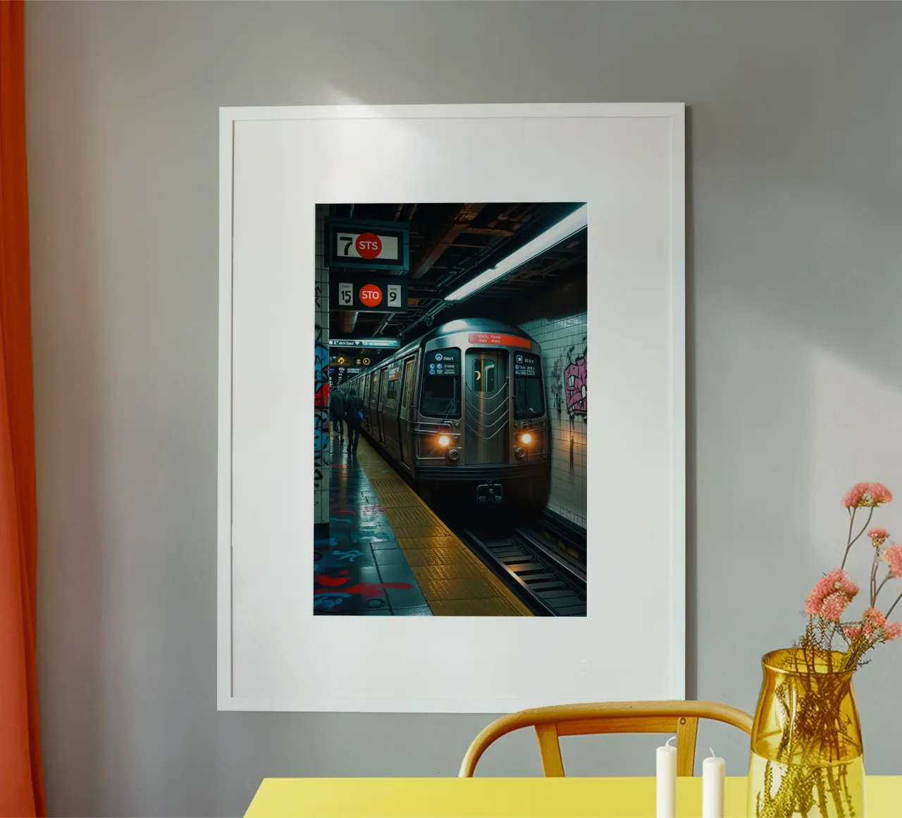 Underground NYC Subway with Urban Graffiti carta hahnemühle da AlbertKlee