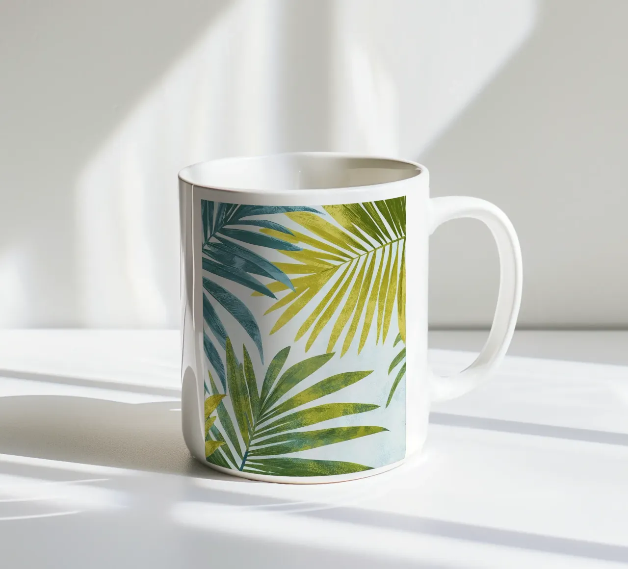 Foglie di palma botaniche Boho Piante tropicali Verde tazza in ceramica da Gentle Echoes Art
