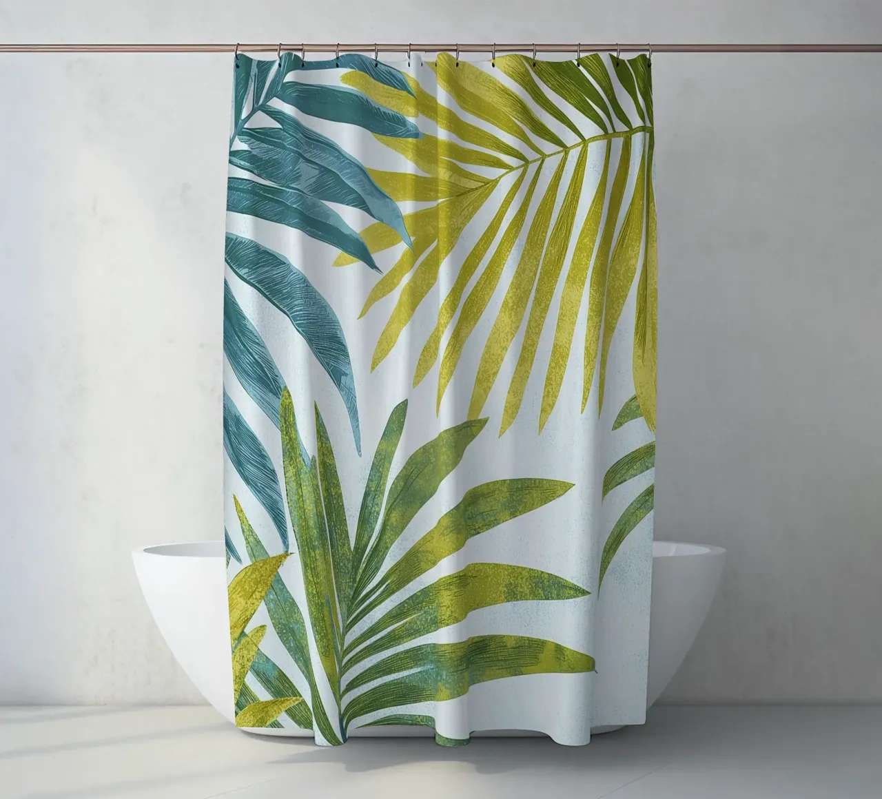 Foglie di palma botaniche Boho Piante tropicali Verde tenda da doccia da Gentle Echoes Art