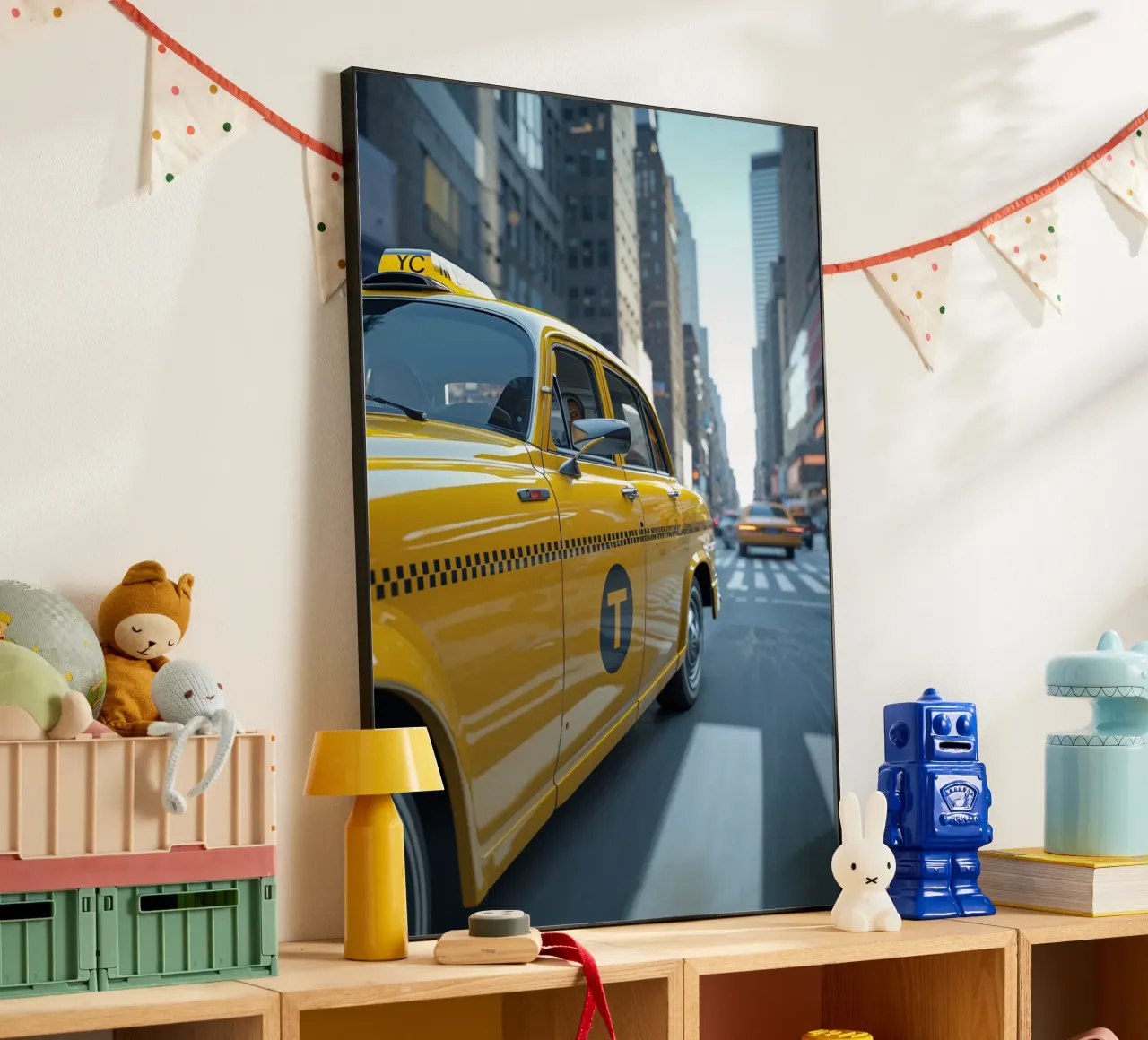 Classic NYC Yellow Taxi in Motion alu-dibond by AlbertKlee