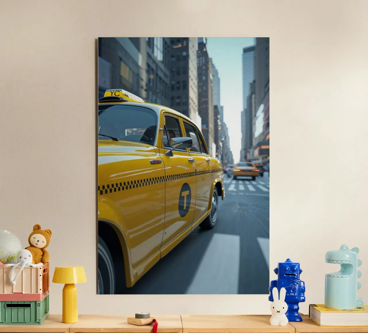 Classic NYC Yellow Taxi in Motion alu-dibond by AlbertKlee