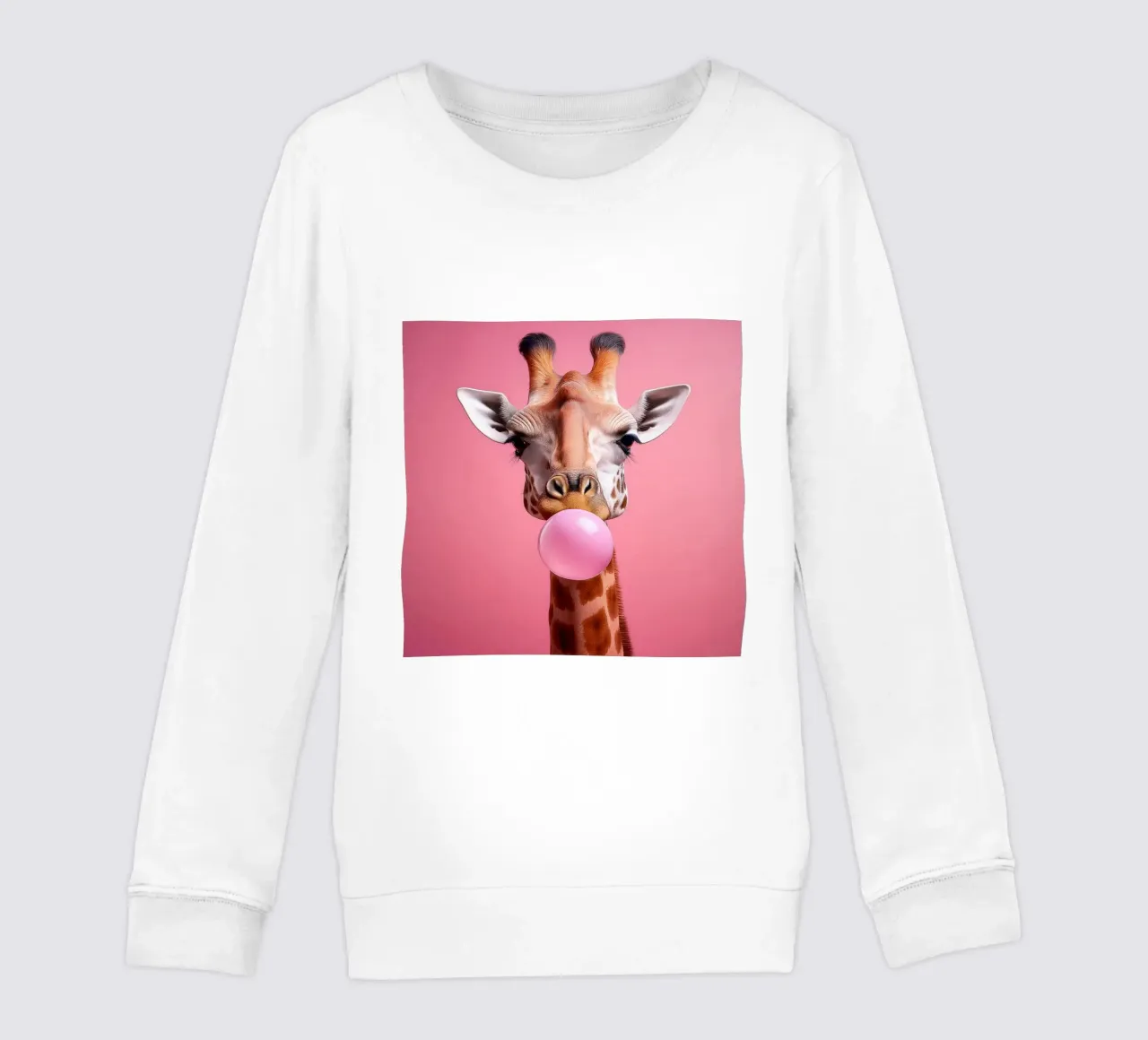 Giraffa eccentrica che soffia una gomma da masticare rosa - Arte animale divertente felpa bambino da FlexiDesignsByK