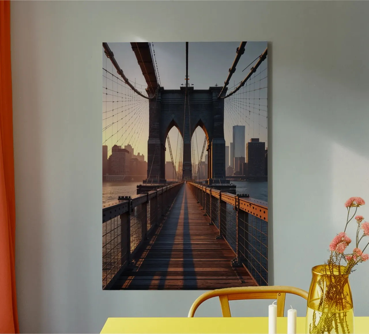 Brooklyn Bridge at Sunrise: A Timeless View tela con Cornice a cassetta da AlbertKlee