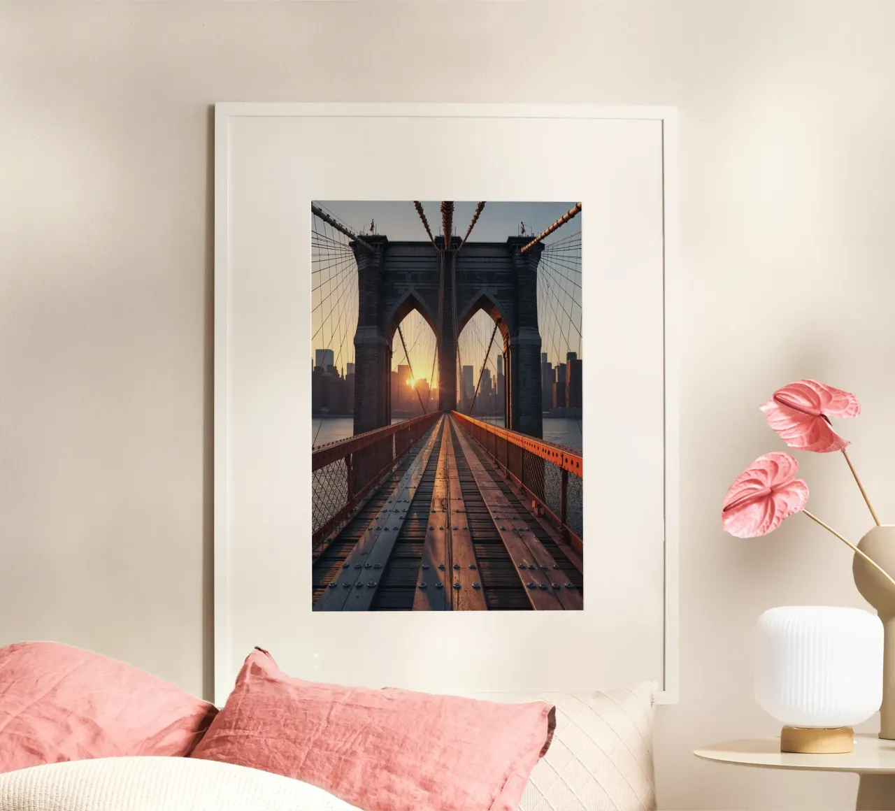 Symmetry of the Brooklyn Bridge at Dawn poster da AlbertKlee