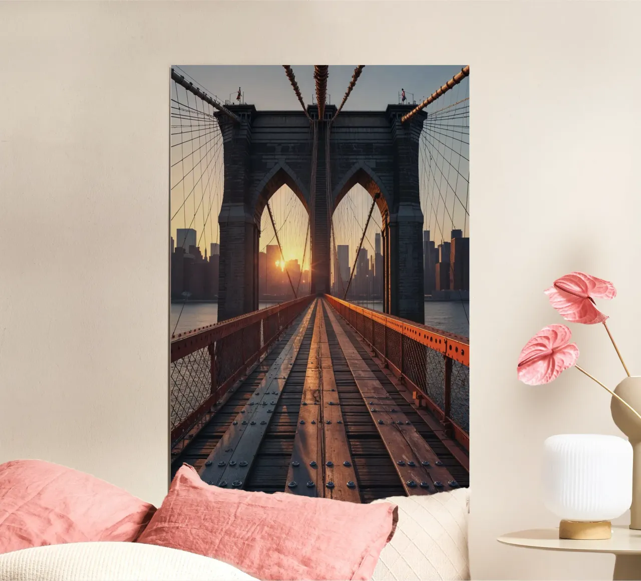 Symmetry of the Brooklyn Bridge at Dawn poster da AlbertKlee