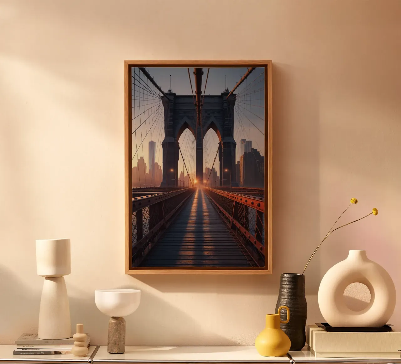 Golden Hour on the Brooklyn Bridge tela con Cornice a cassetta da AlbertKlee