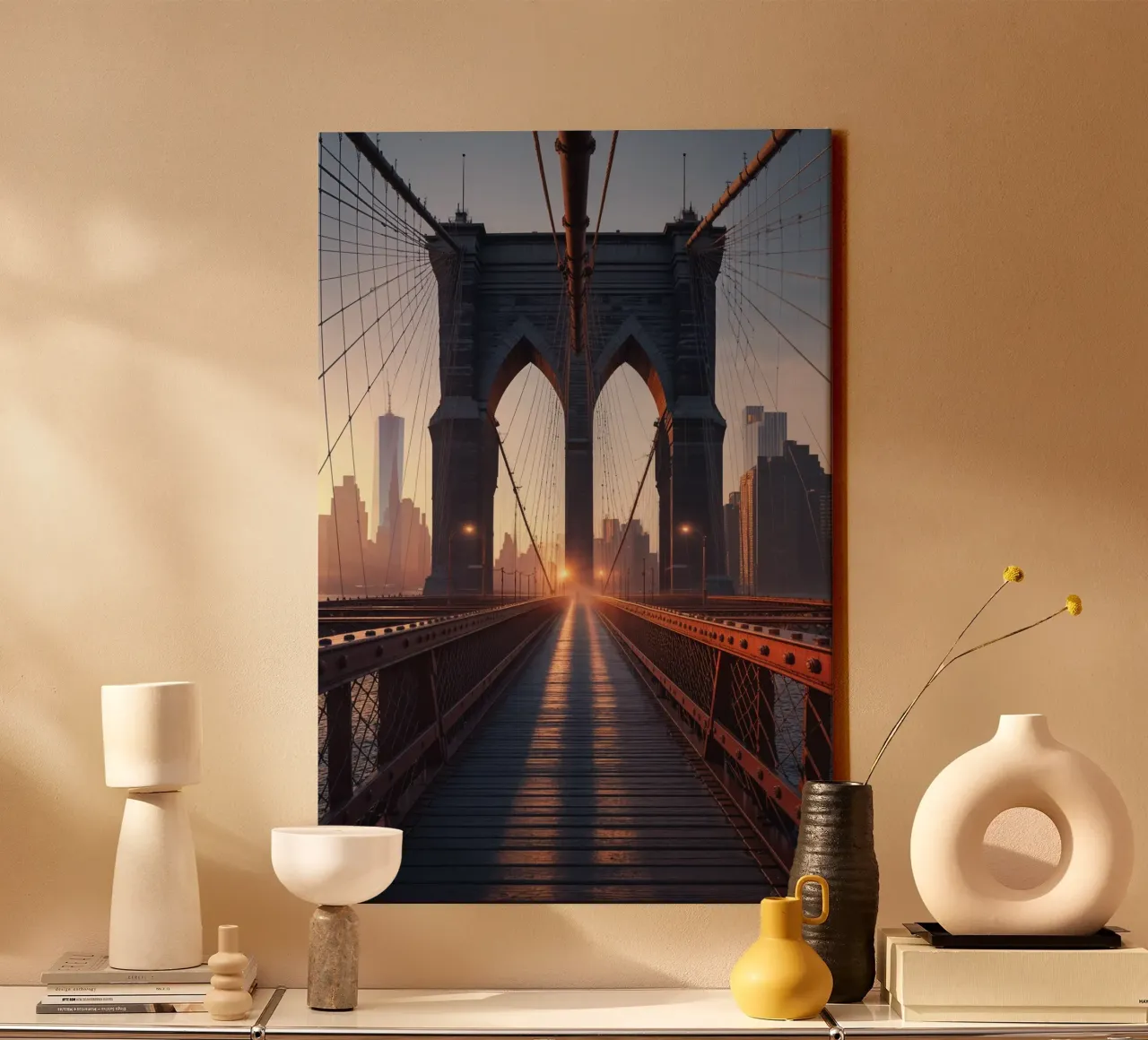 Golden Hour on the Brooklyn Bridge tela con Cornice a cassetta da AlbertKlee