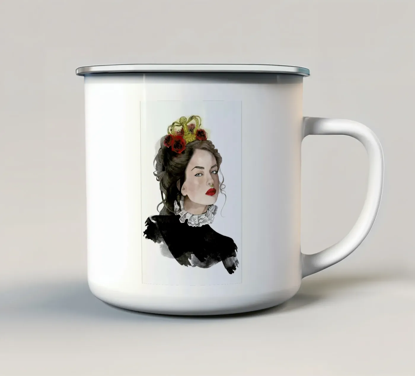 Queen enamel mug by Ina Stanimirova